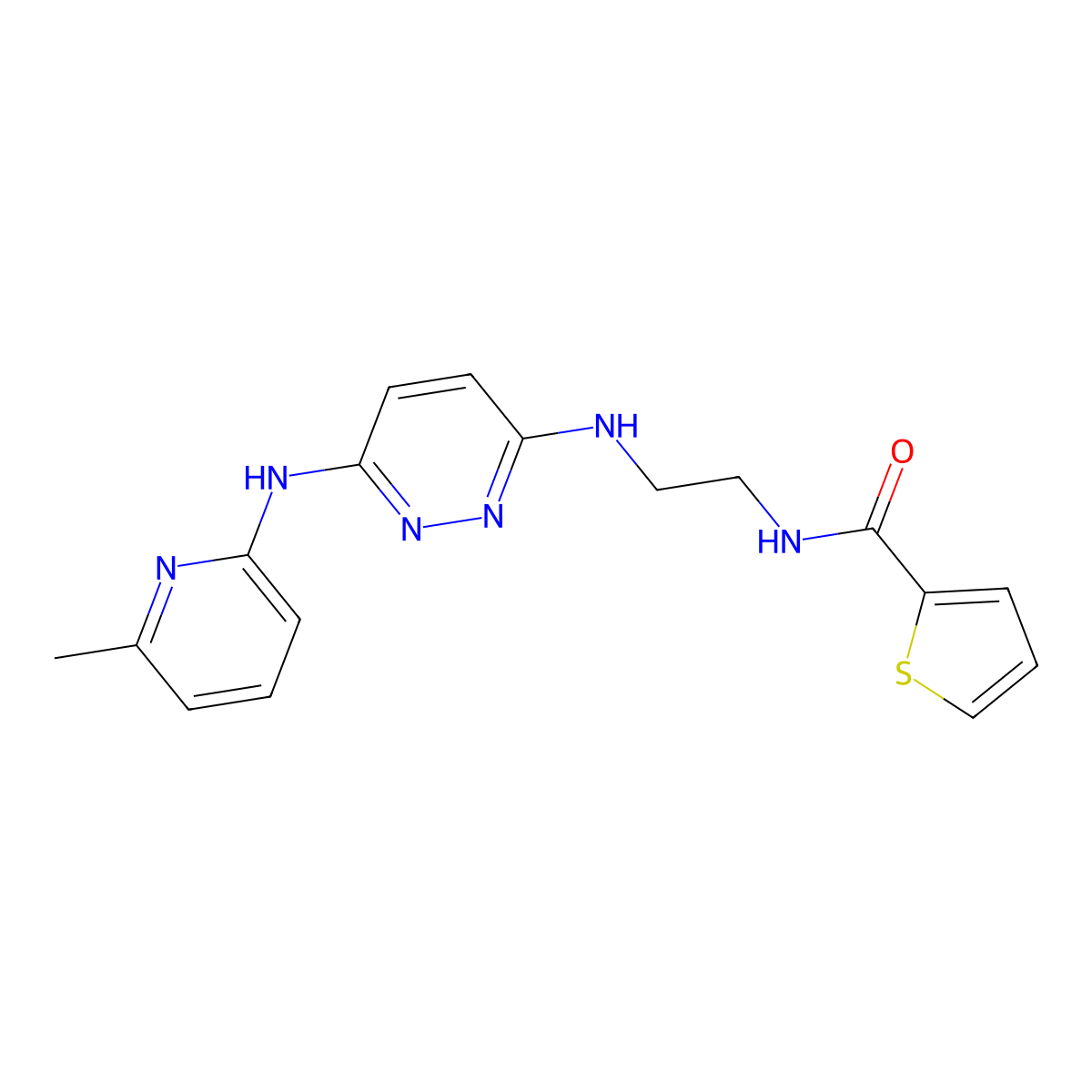 N-[2-({6-[(6-methylpyridin-2-yl)amino]pyridazin-3-yl}amino)ethyl]thiophene-2-carboxamide molecular structure, CAS 1021072-86-5