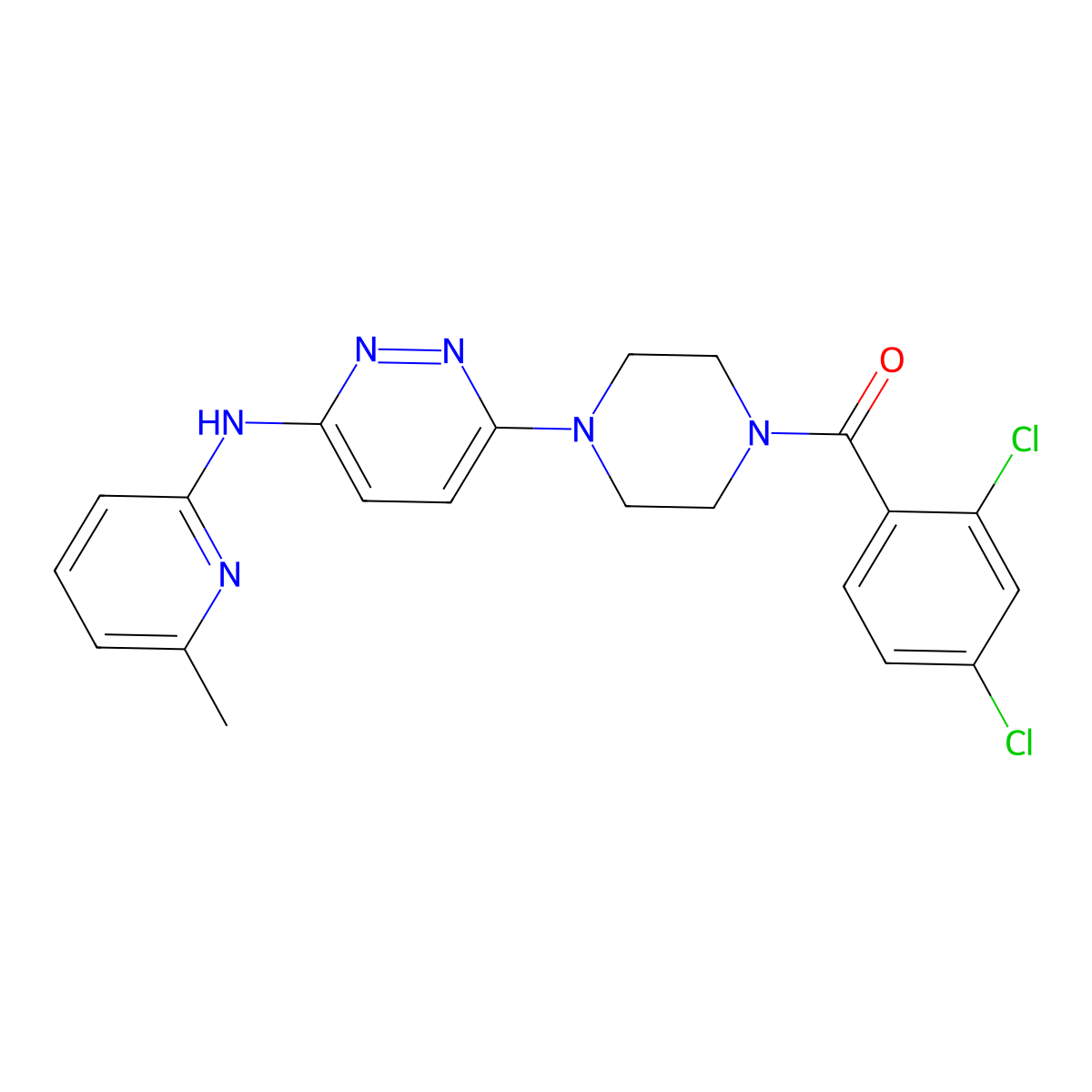 (2,4-Dichlorophenyl)(4-(6-((6-methylpyridin-2-yl)amino)pyridazin-3-yl)piperazin-1-yl)methanone molecular structure, CAS 1021072-99-0