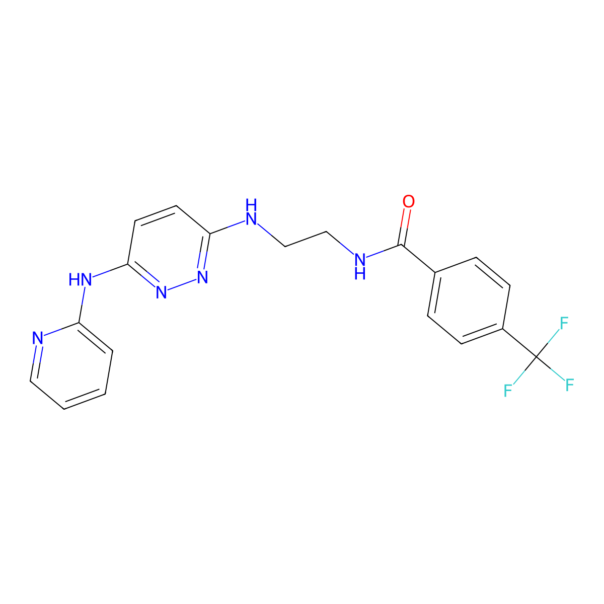 N-(2-((6-(pyridin-2-ylamino)pyridazin-3-yl)amino)ethyl)-4-(trifluoromethyl)benzamide molecular structure, CAS 1021073-03-9