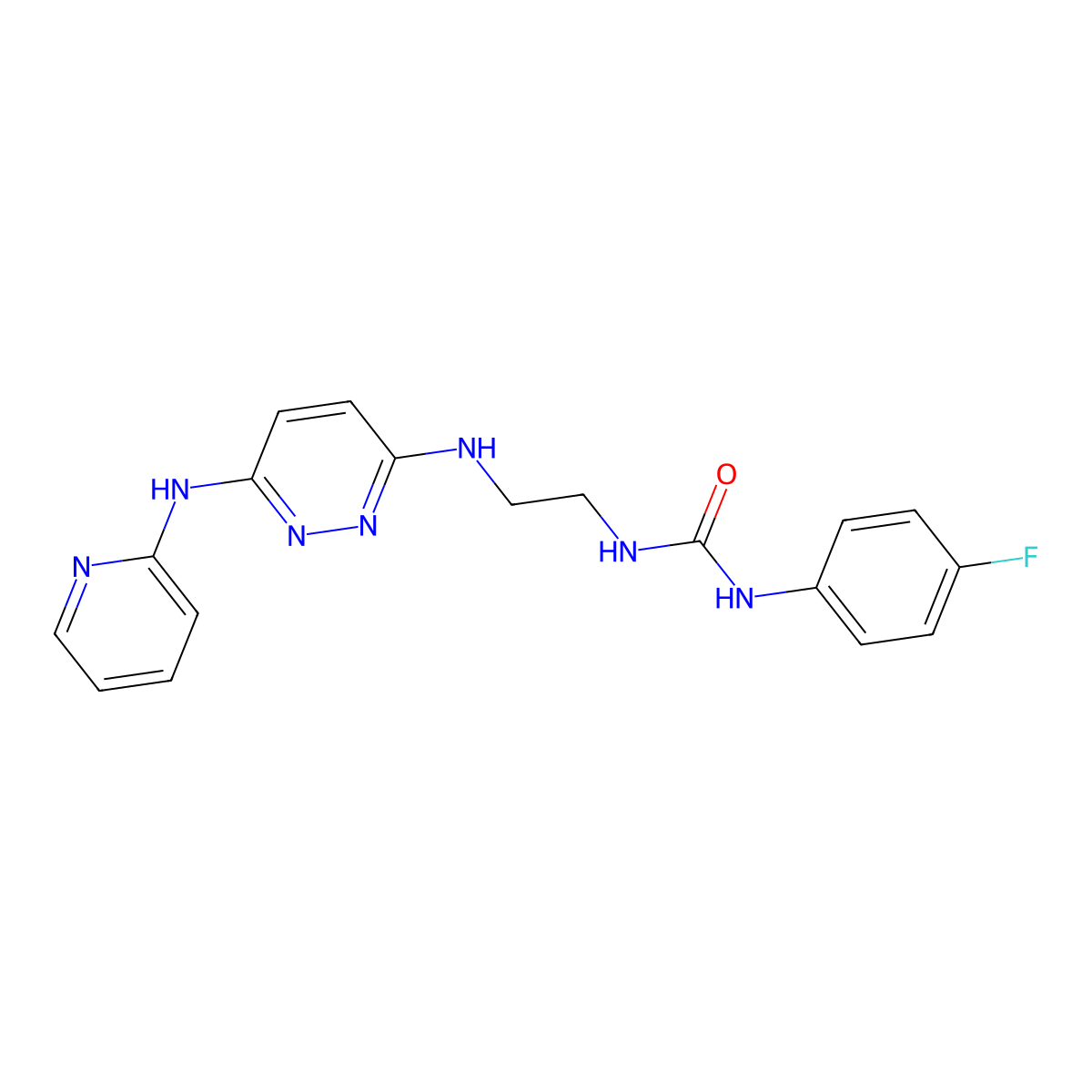 1-(4-Fluorophenyl)-3-(2-((6-(pyridin-2-ylamino)pyridazin-3-yl)amino)ethyl)urea molecular structure, CAS 1021073-04-0