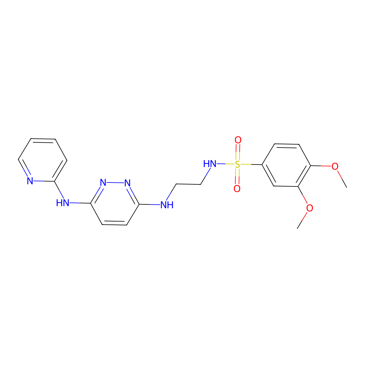 3,4-dimethoxy-N-(2-((6-(pyridin-2-ylamino)pyridazin-3-yl)amino)ethyl)benzenesulfonamide molecular structure, CAS 1021073-05-1
