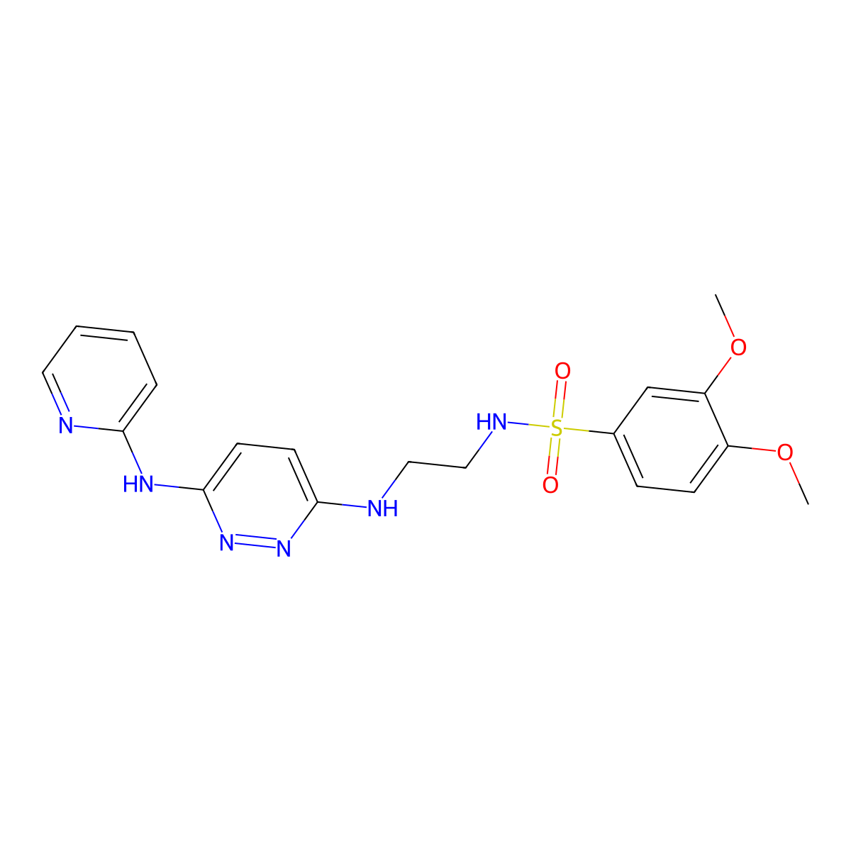 3,4-dimethoxy-N-(2-((6-(pyridin-2-ylamino)pyridazin-3-yl)amino)ethyl)benzenesulfonamide molecular structure, CAS 1021073-05-1