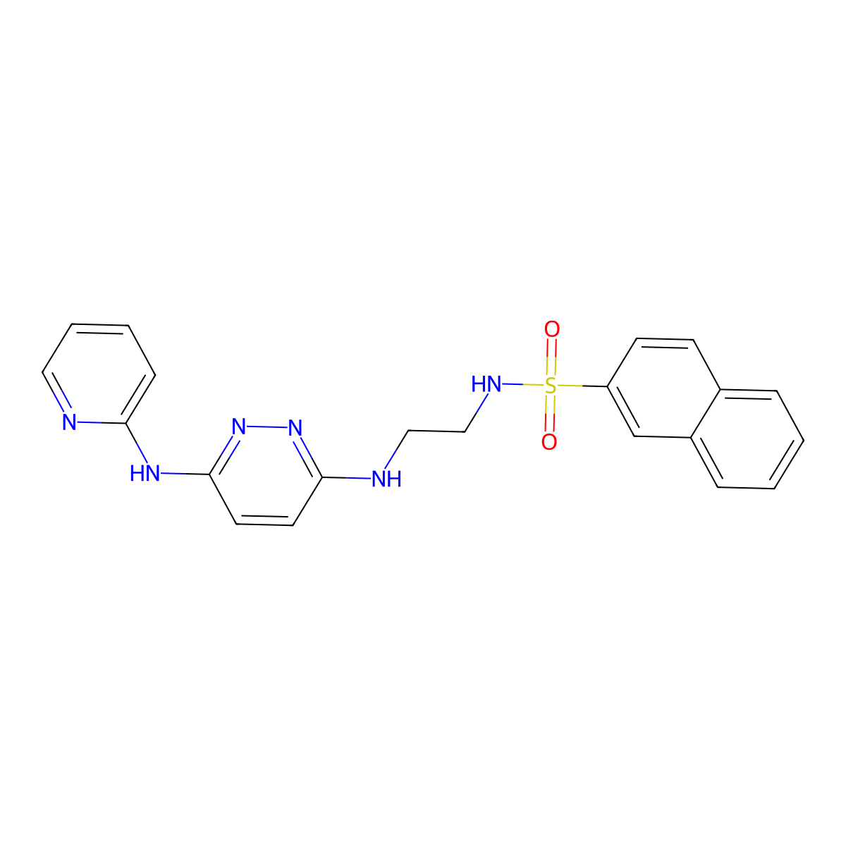 N-(2-((6-(pyridin-2-ylamino)pyridazin-3-yl)amino)ethyl)naphthalene-2-sulfonamide molecular structure, CAS 1021073-07-3