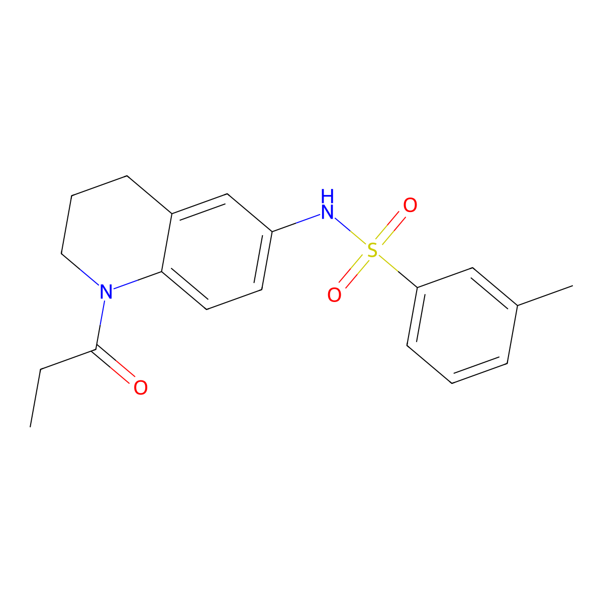 3-methyl-N-(1-propionyl-1,2,3,4-tetrahydroquinolin-6-yl)benzenesulfonamide molecular structure, CAS 1021073-30-2