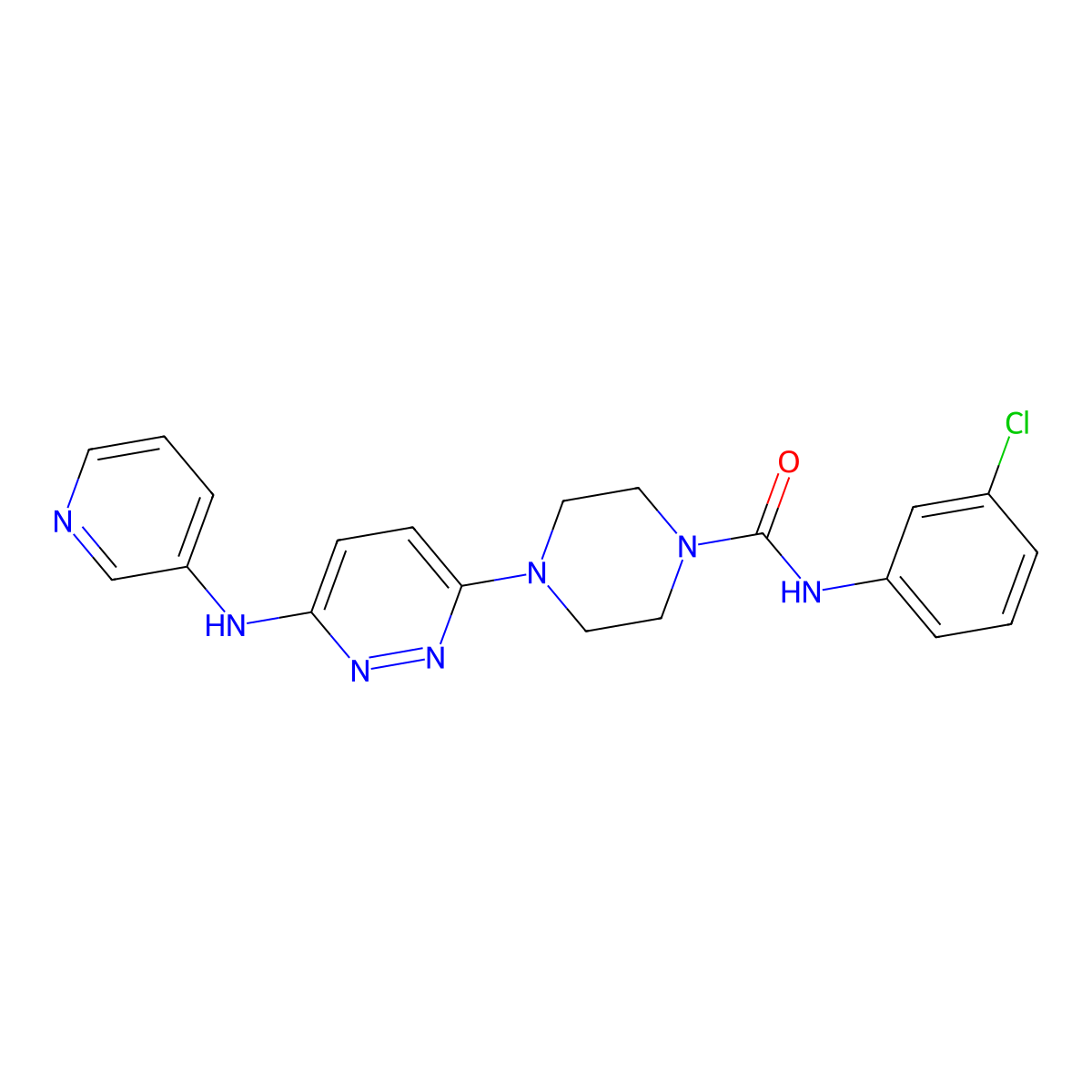 N-(3-chlorophenyl)-4-(6-(pyridin-3-ylamino)pyridazin-3-yl)piperazine-1-carboxamide molecular structure, CAS 1021073-31-3