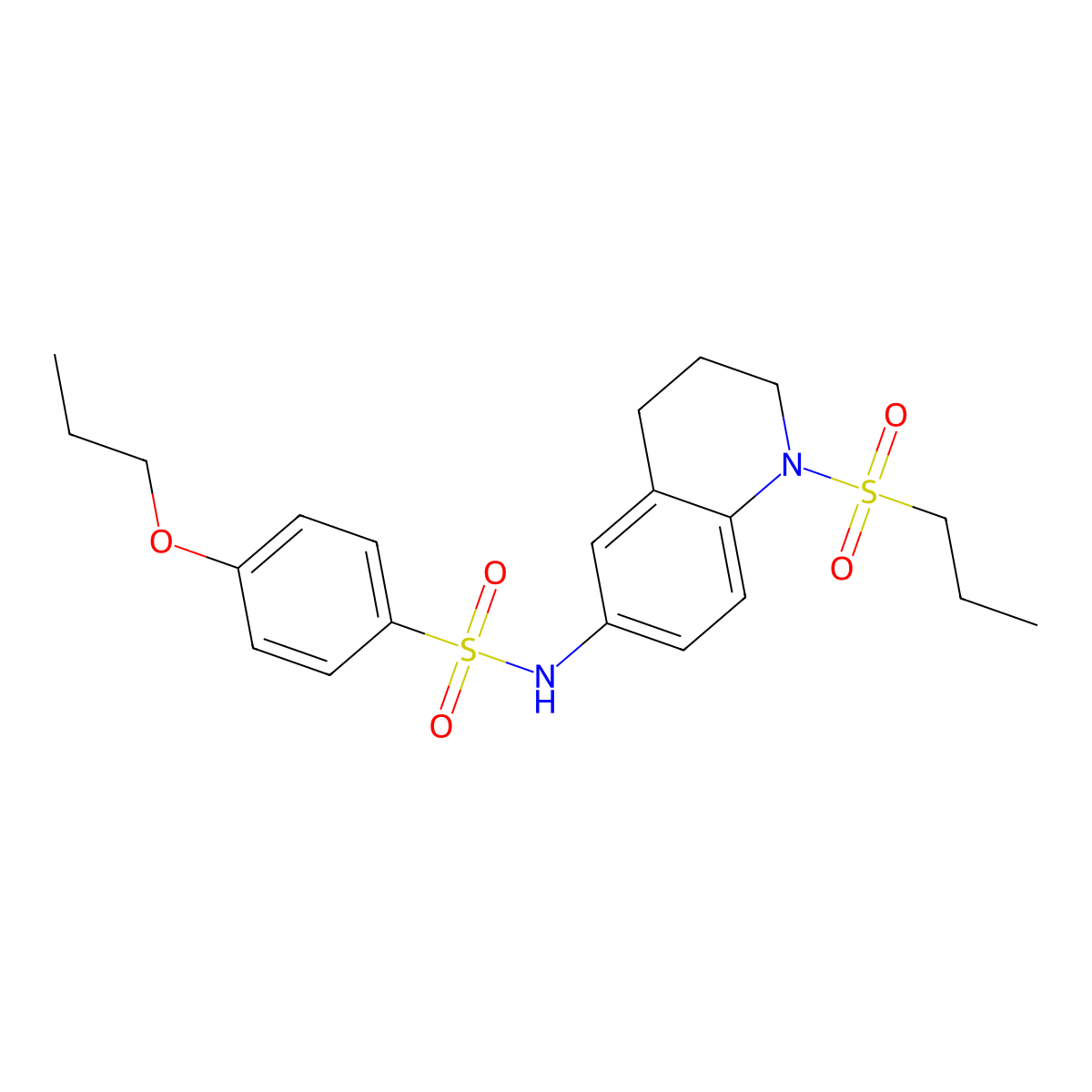 4-propoxy-N-(1-(propylsulfonyl)-1,2,3,4-tetrahydroquinolin-6-yl)benzenesulfonamide molecular structure, CAS 1021073-32-4