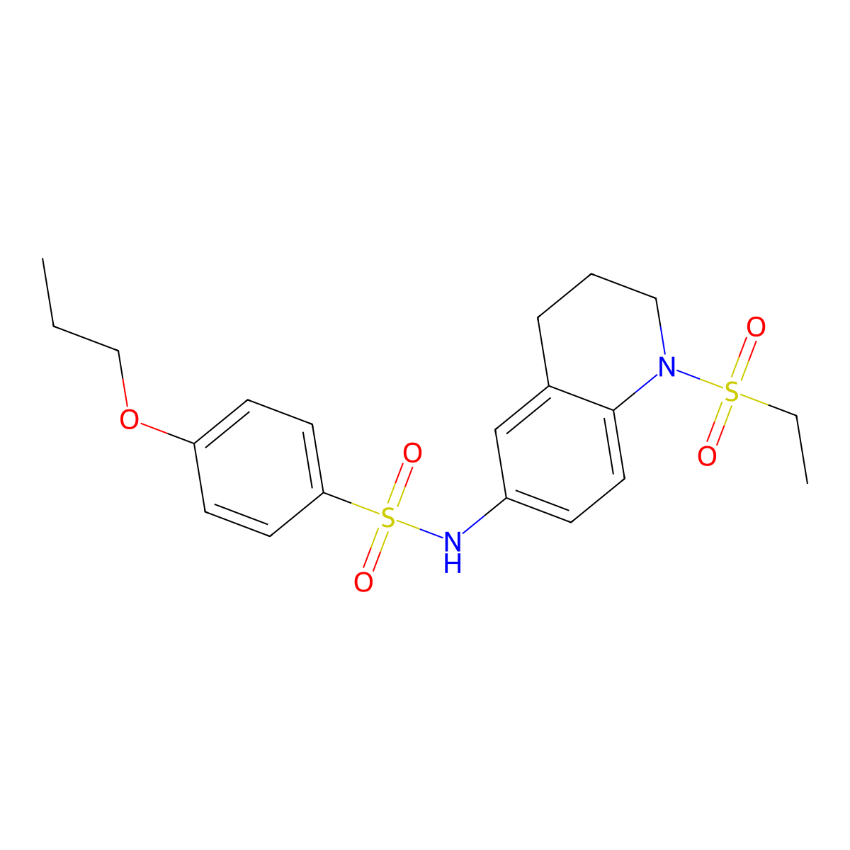 N-(1-(ethylsulfonyl)-1,2,3,4-tetrahydroquinolin-6-yl)-4-propoxybenzenesulfonamide molecular structure, CAS 1021073-34-6