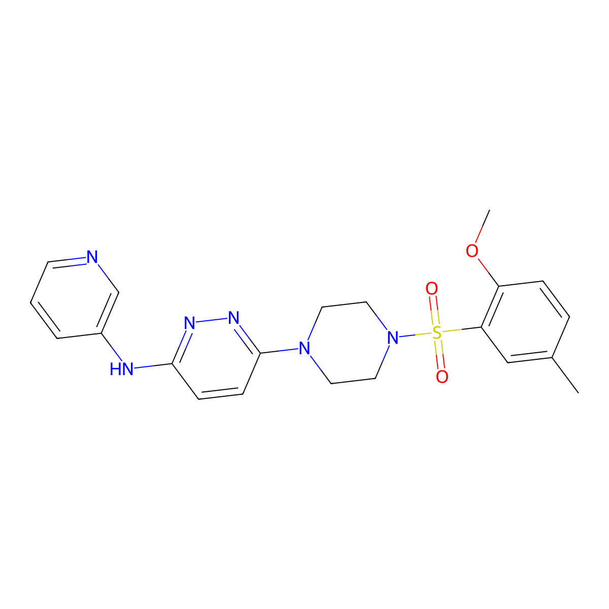 6-(4-((2-methoxy-5-methylphenyl)sulfonyl)piperazin-1-yl)-N-(pyridin-3-yl)pyridazin-3-amine molecular structure, CAS 1021073-35-7