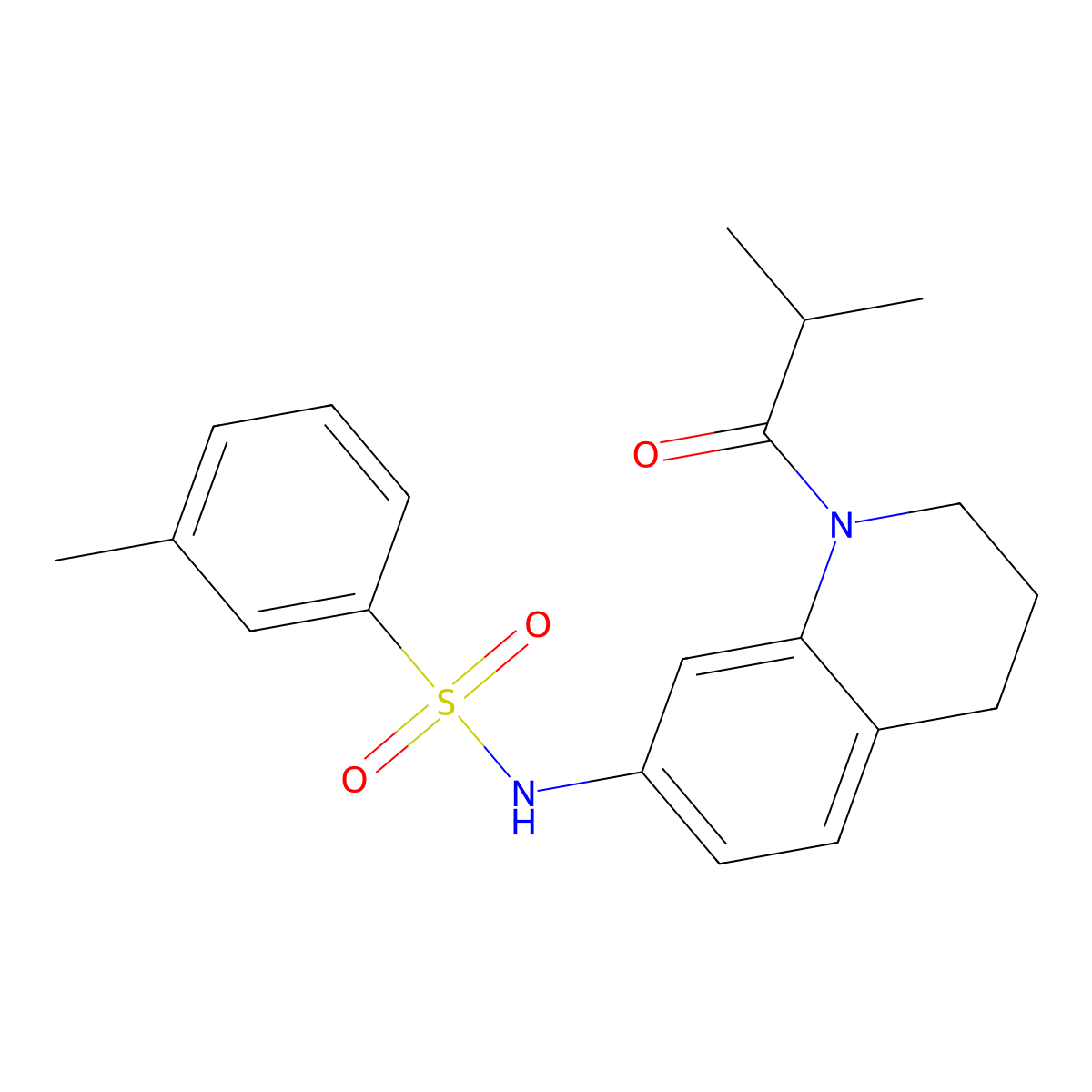 N-(1-isobutyryl-1,2,3,4-tetrahydroquinolin-7-yl)-3-methylbenzenesulfonamide molecular structure, CAS 1021073-36-8