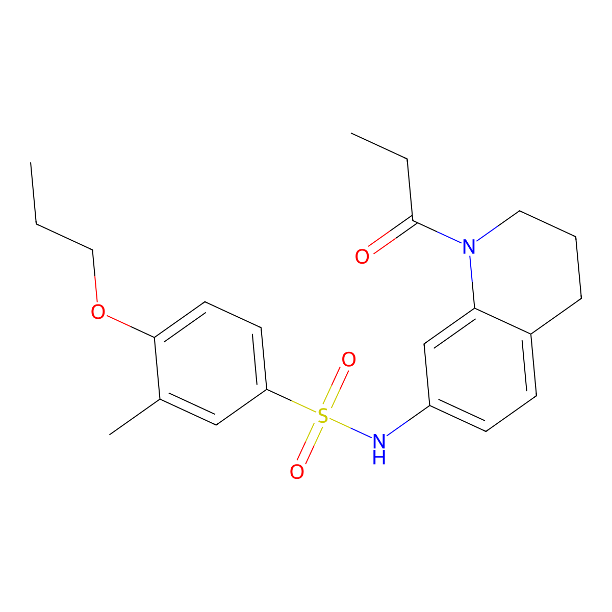 3-methyl-N-(1-propionyl-1,2,3,4-tetrahydroquinolin-7-yl)-4-propoxybenzenesulfonamide molecular structure, CAS 1021073-38-0