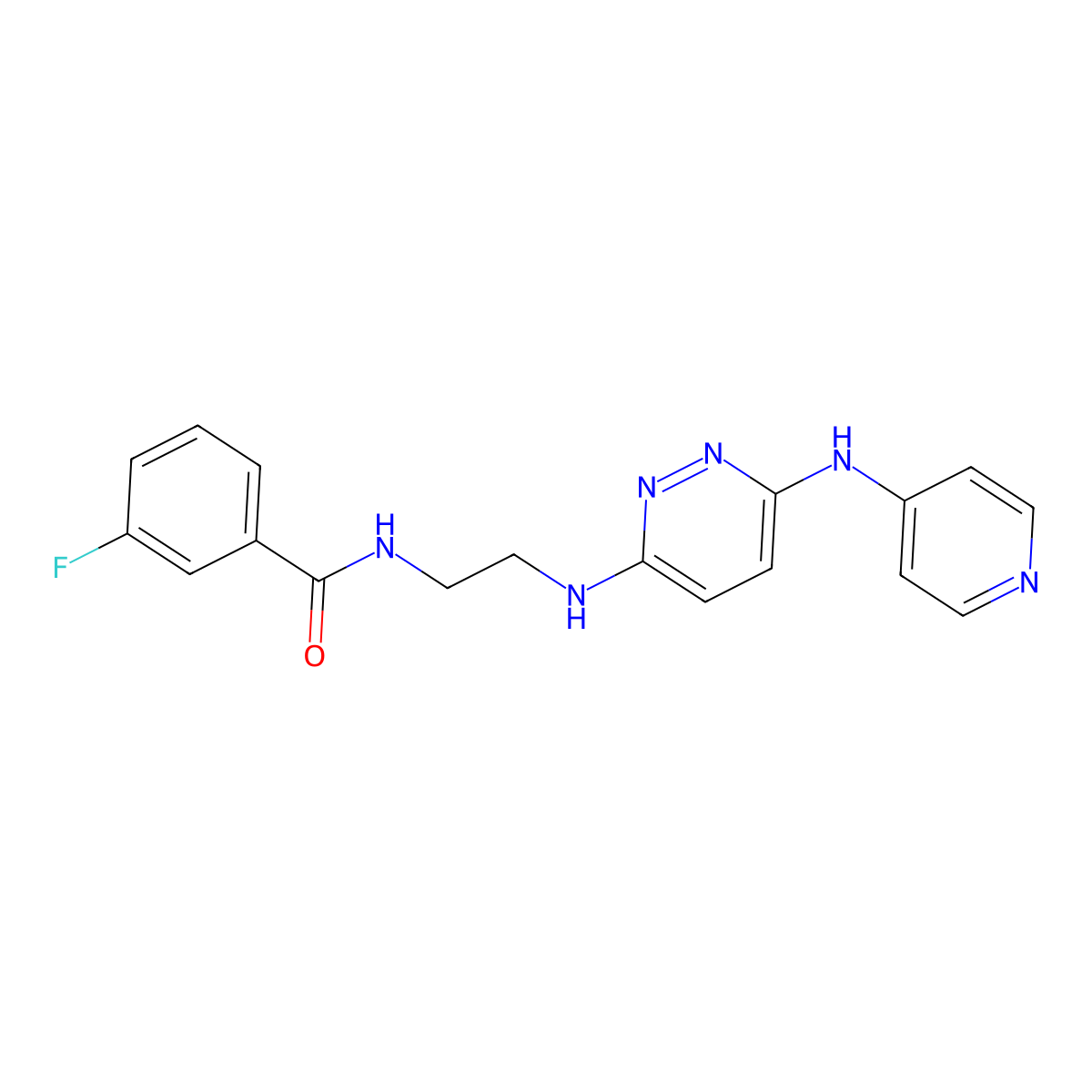 3-fluoro-N-(2-((6-(pyridin-4-ylamino)pyridazin-3-yl)amino)ethyl)benzamide molecular structure, CAS 1021073-39-1