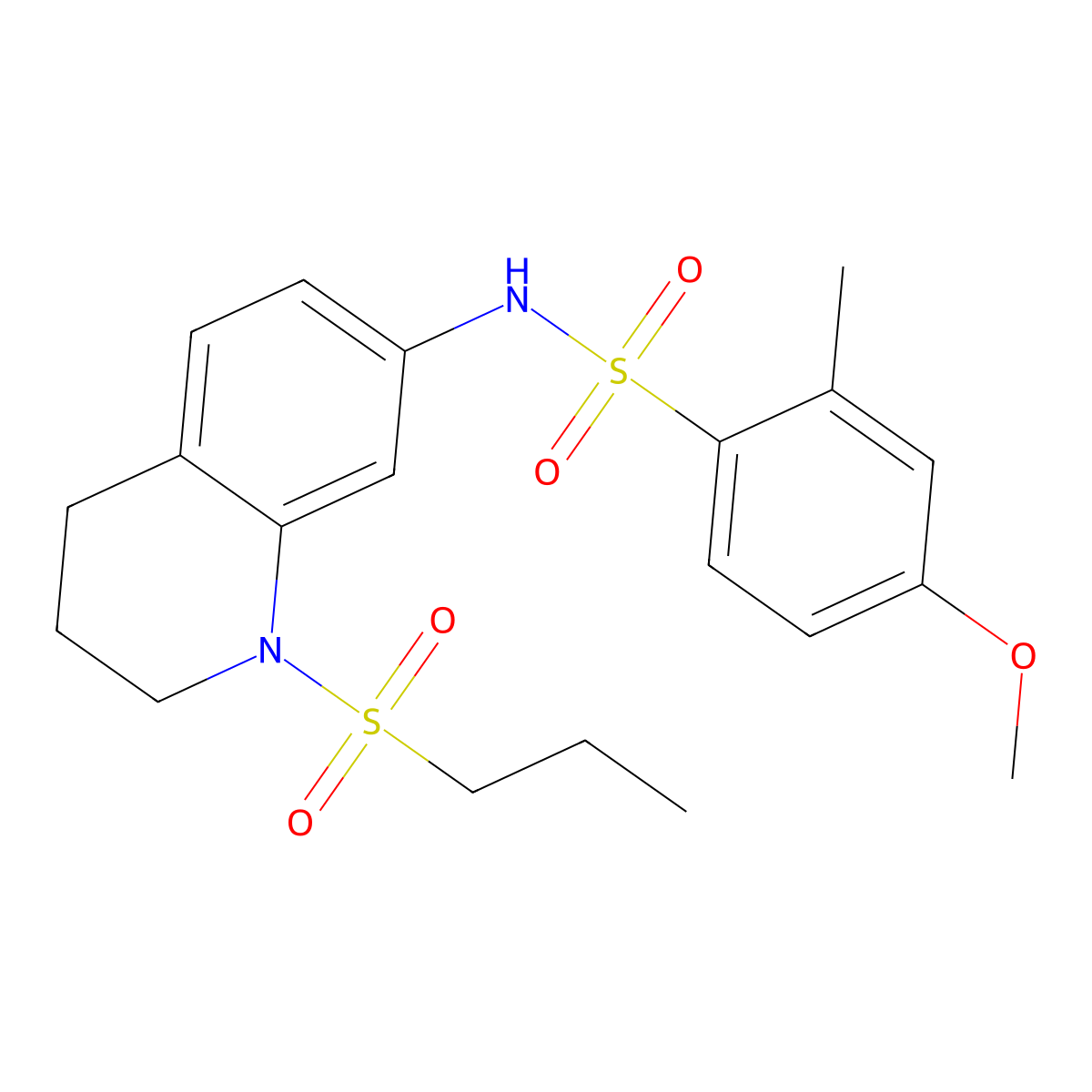 4-methoxy-2-methyl-N-(1-(propylsulfonyl)-1,2,3,4-tetrahydroquinolin-7-yl)benzenesulfonamide molecular structure, CAS 1021073-40-4
