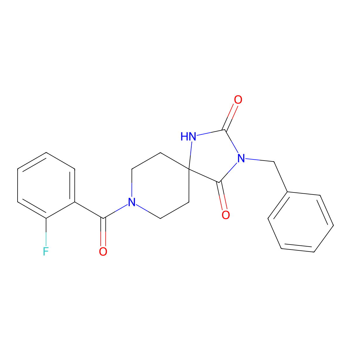 3-Benzyl-8-(2-fluorobenzoyl)-1,3,8-triazaspiro[4.5]decane-2,4-dione molecular structure, CAS 1021073-46-0