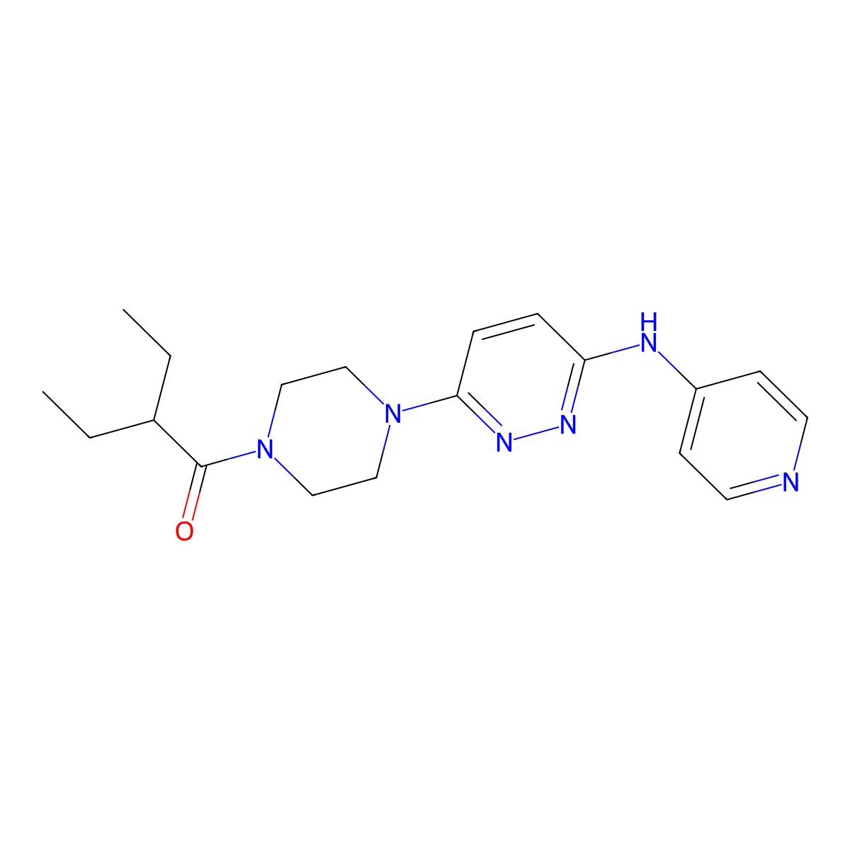 2-Ethyl-1-(4-(6-(pyridin-4-ylamino)pyridazin-3-yl)piperazin-1-yl)butan-1-one molecular structure, CAS 1021073-49-3