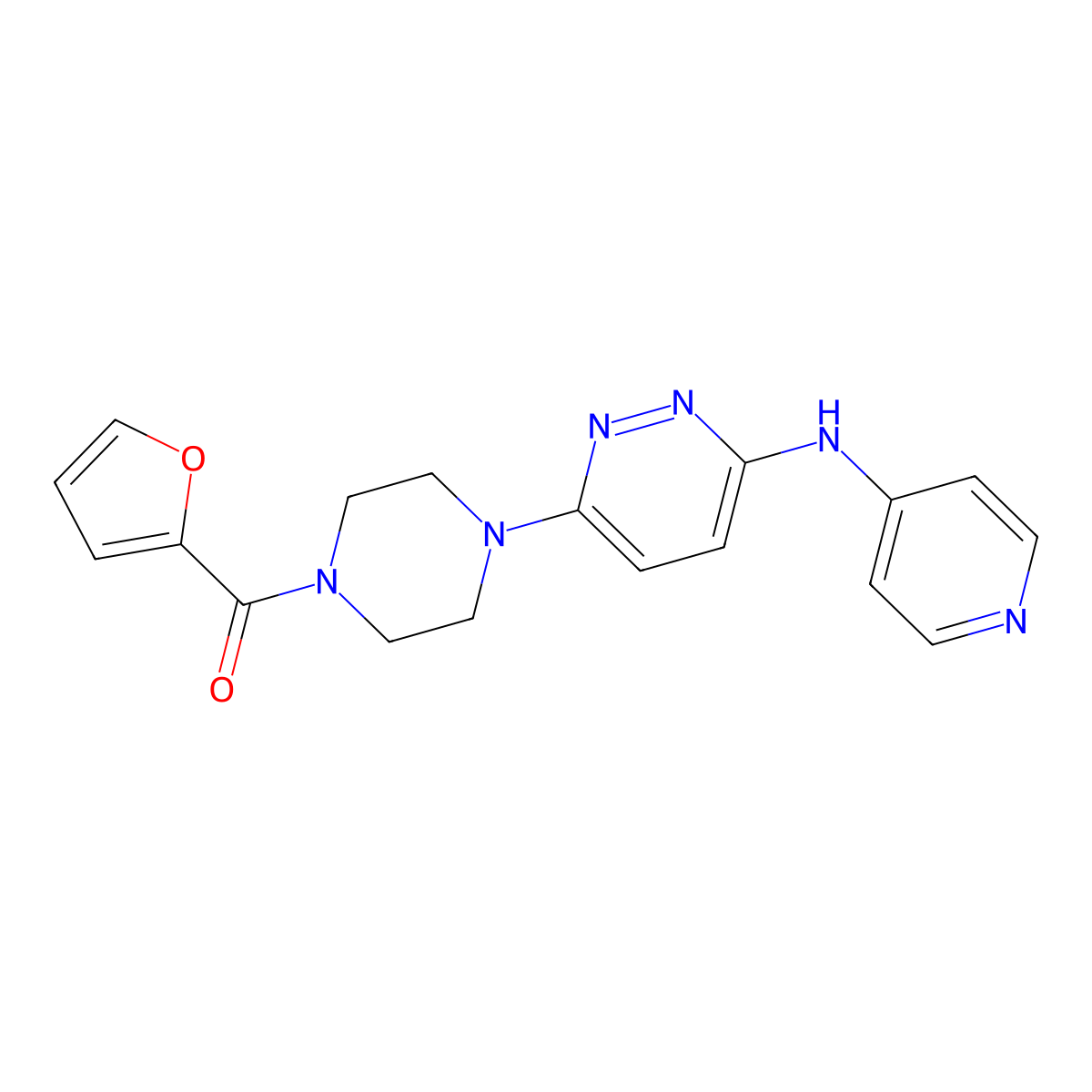 Furan-2-yl(4-(6-(pyridin-4-ylamino)pyridazin-3-yl)piperazin-1-yl)methanone molecular structure, CAS 1021073-53-9