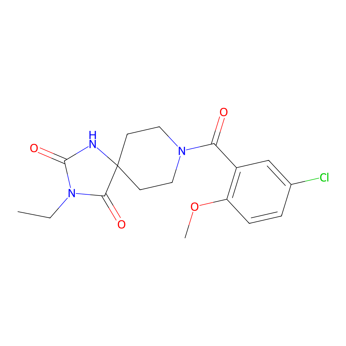8-(5-Chloro-2-methoxybenzoyl)-3-ethyl-1,3,8-triazaspiro[4.5]decane-2,4-dione molecular structure, CAS 1021073-54-0