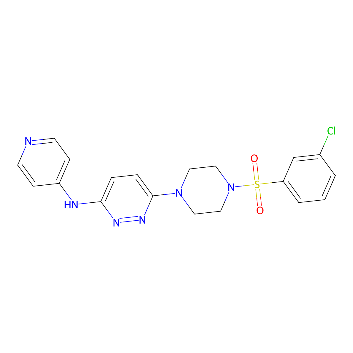 6-(4-((3-chlorophenyl)sulfonyl)piperazin-1-yl)-N-(pyridin-4-yl)pyridazin-3-amine molecular structure, CAS 1021073-57-3