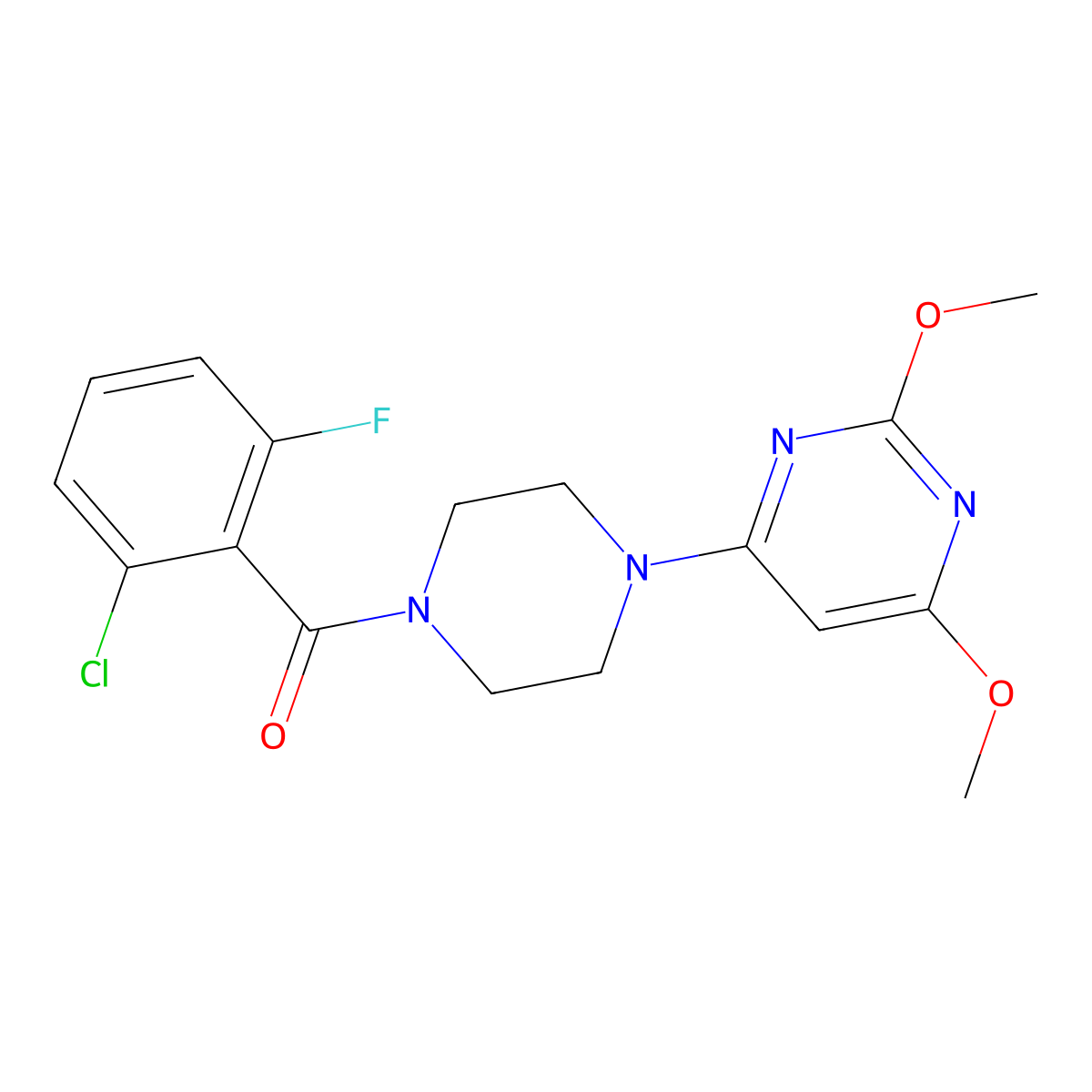 (2-Chloro-6-fluorophenyl)(4-(2,6-dimethoxypyrimidin-4-yl)piperazin-1-yl)methanone molecular structure, CAS 1021073-61-9