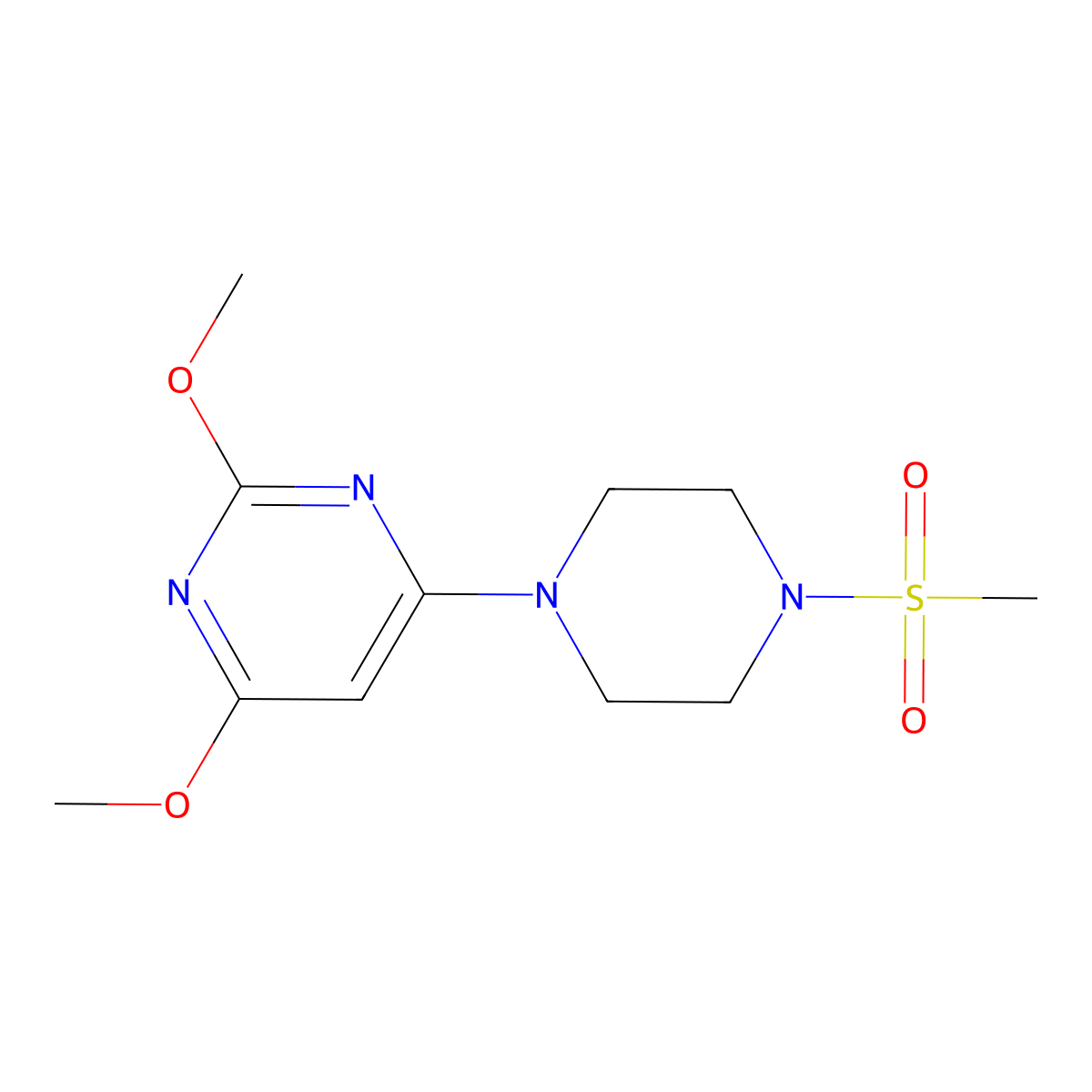 2,4-Dimethoxy-6-(4-(methylsulfonyl)piperazin-1-yl)pyrimidine molecular structure, CAS 1021073-66-4