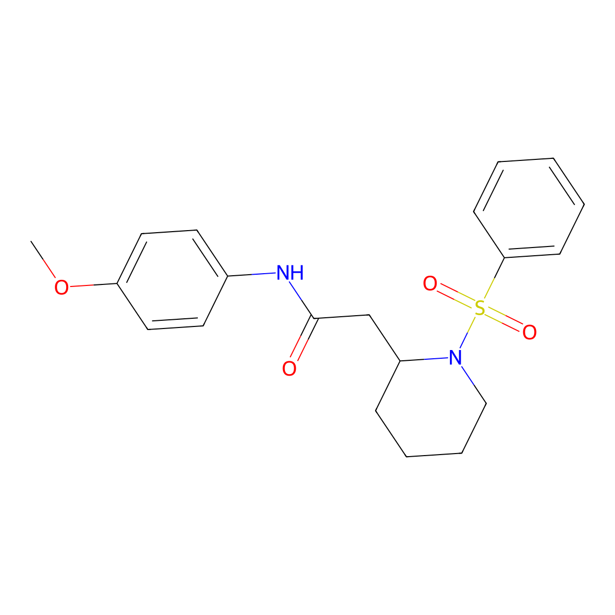 N-(4-methoxyphenyl)-2-(1-(phenylsulfonyl)piperidin-2-yl)acetamide molecular structure, CAS 1021073-69-7
