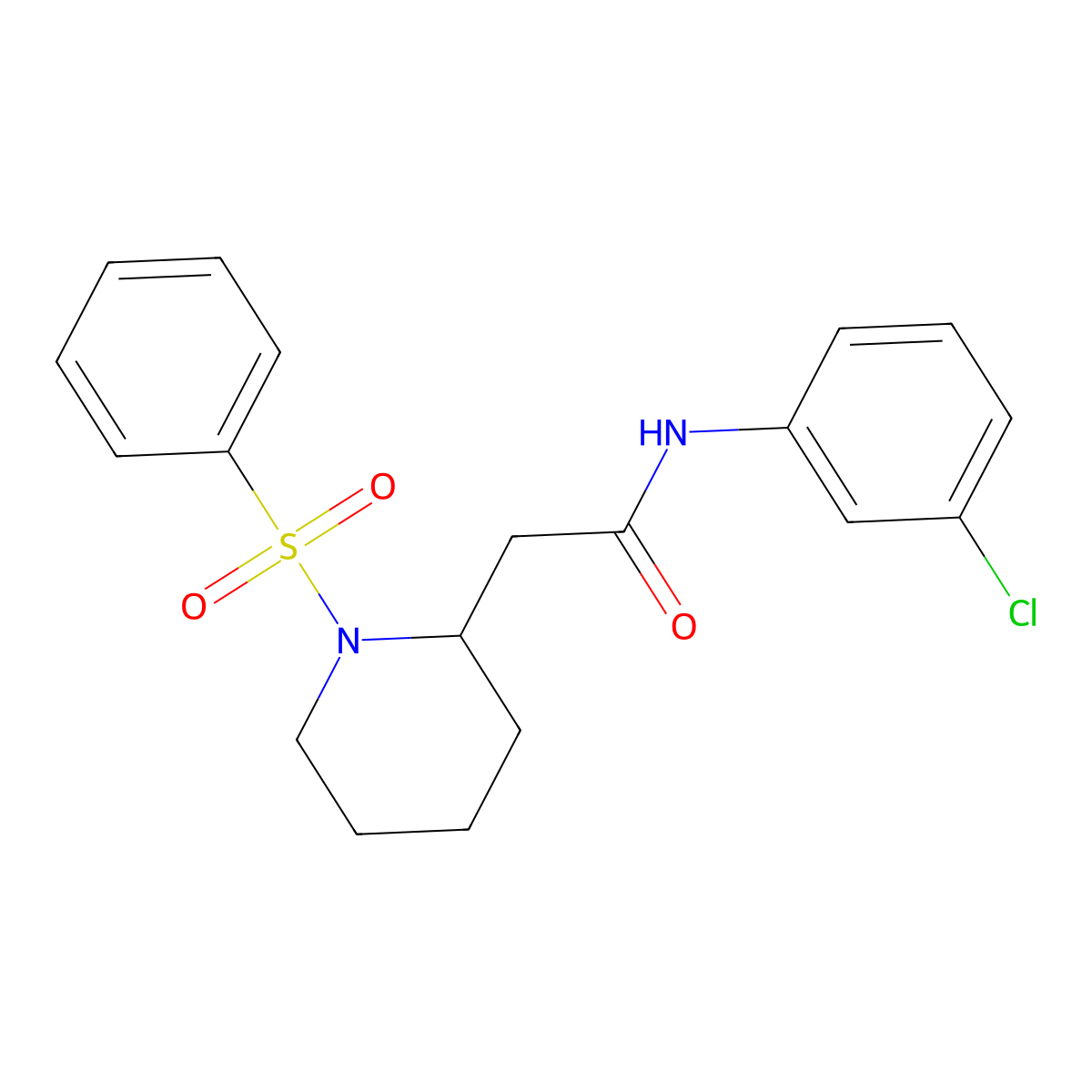 N-(3-chlorophenyl)-2-(1-(phenylsulfonyl)piperidin-2-yl)acetamide molecular structure, CAS 1021073-71-1