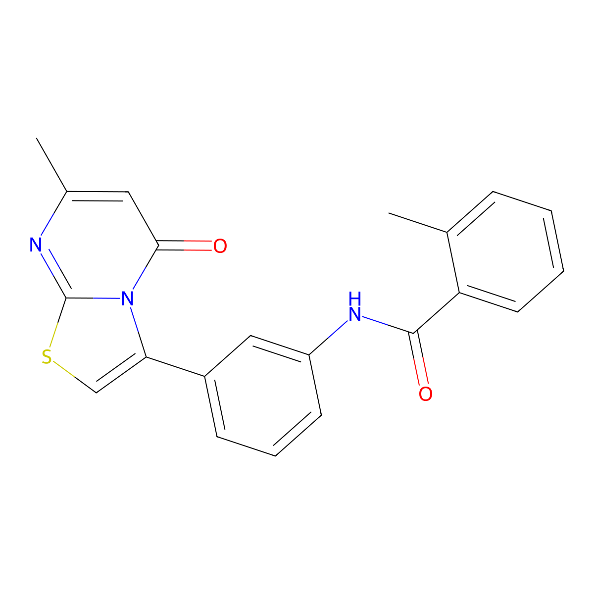 2-methyl-N-(3-(7-methyl-5-oxo-5H-thiazolo[3,2-a]pyrimidin-3-yl)phenyl)benzamide molecular structure, CAS 1021073-80-2