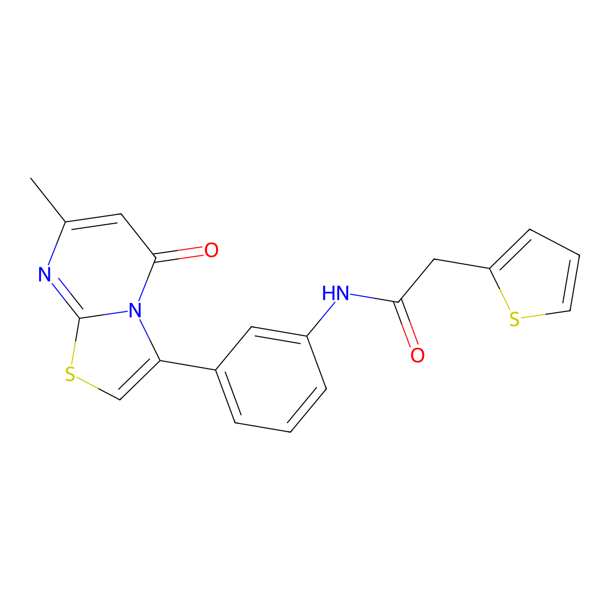 N-(3-(7-methyl-5-oxo-5H-thiazolo[3,2-a]pyrimidin-3-yl)phenyl)-2-(thiophen-2-yl)acetamide molecular structure, CAS 1021073-84-6