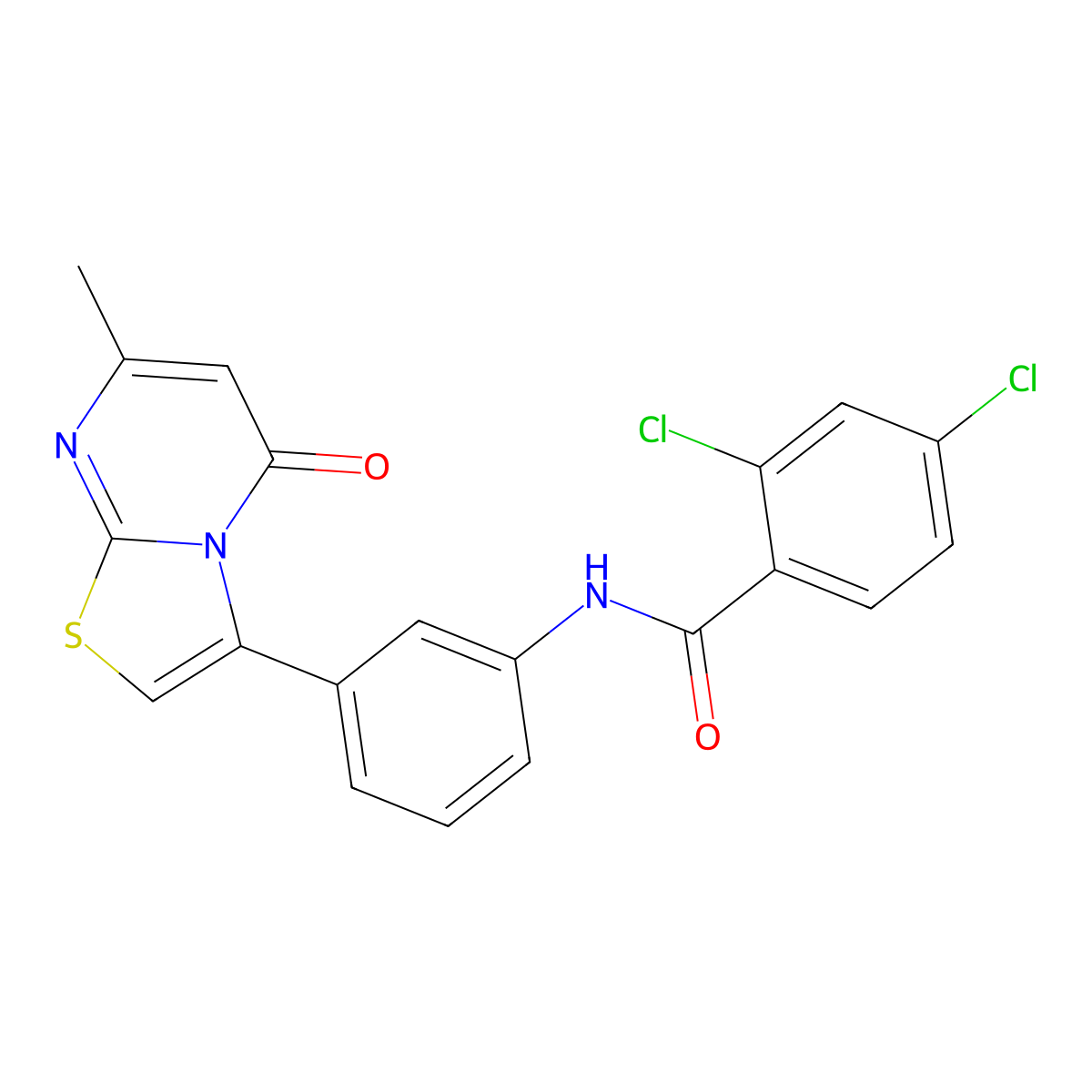 2,4-dichloro-N-(3-(7-methyl-5-oxo-5H-thiazolo[3,2-a]pyrimidin-3-yl)phenyl)benzamide molecular structure, CAS 1021073-86-8