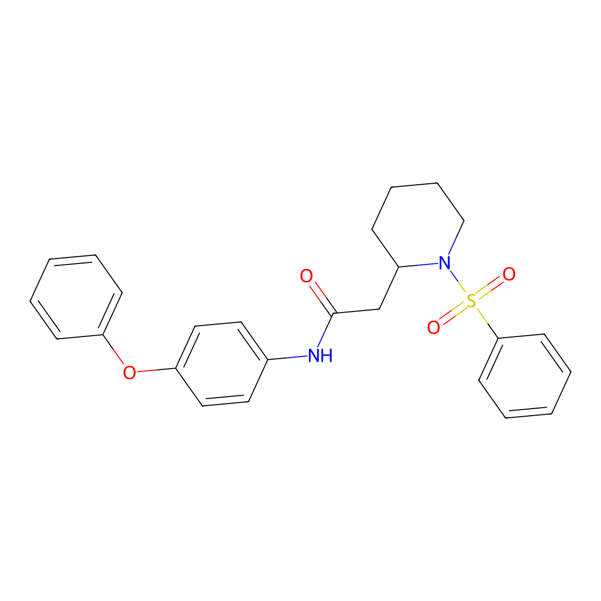 N-(4-phenoxyphenyl)-2-(1-(phenylsulfonyl)piperidin-2-yl)acetamide molecular structure, CAS 1021073-87-9