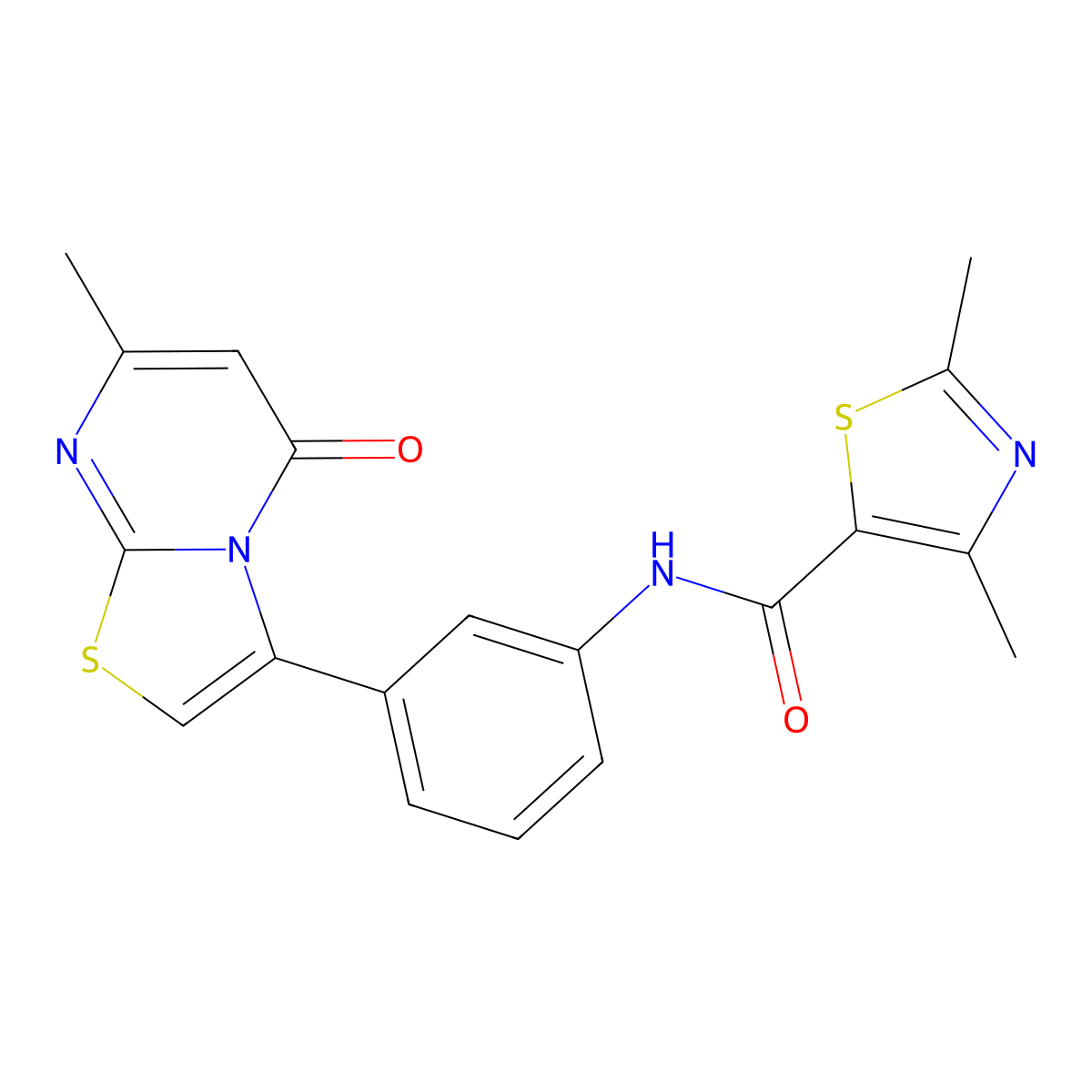 2,4-dimethyl-N-(3-(7-methyl-5-oxo-5H-thiazolo[3,2-a]pyrimidin-3-yl)phenyl)thiazole-5-carboxamide molecular structure, CAS 1021073-88-0