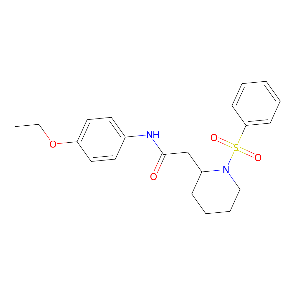N-(4-ethoxyphenyl)-2-(1-(phenylsulfonyl)piperidin-2-yl)acetamide molecular structure, CAS 1021073-89-1