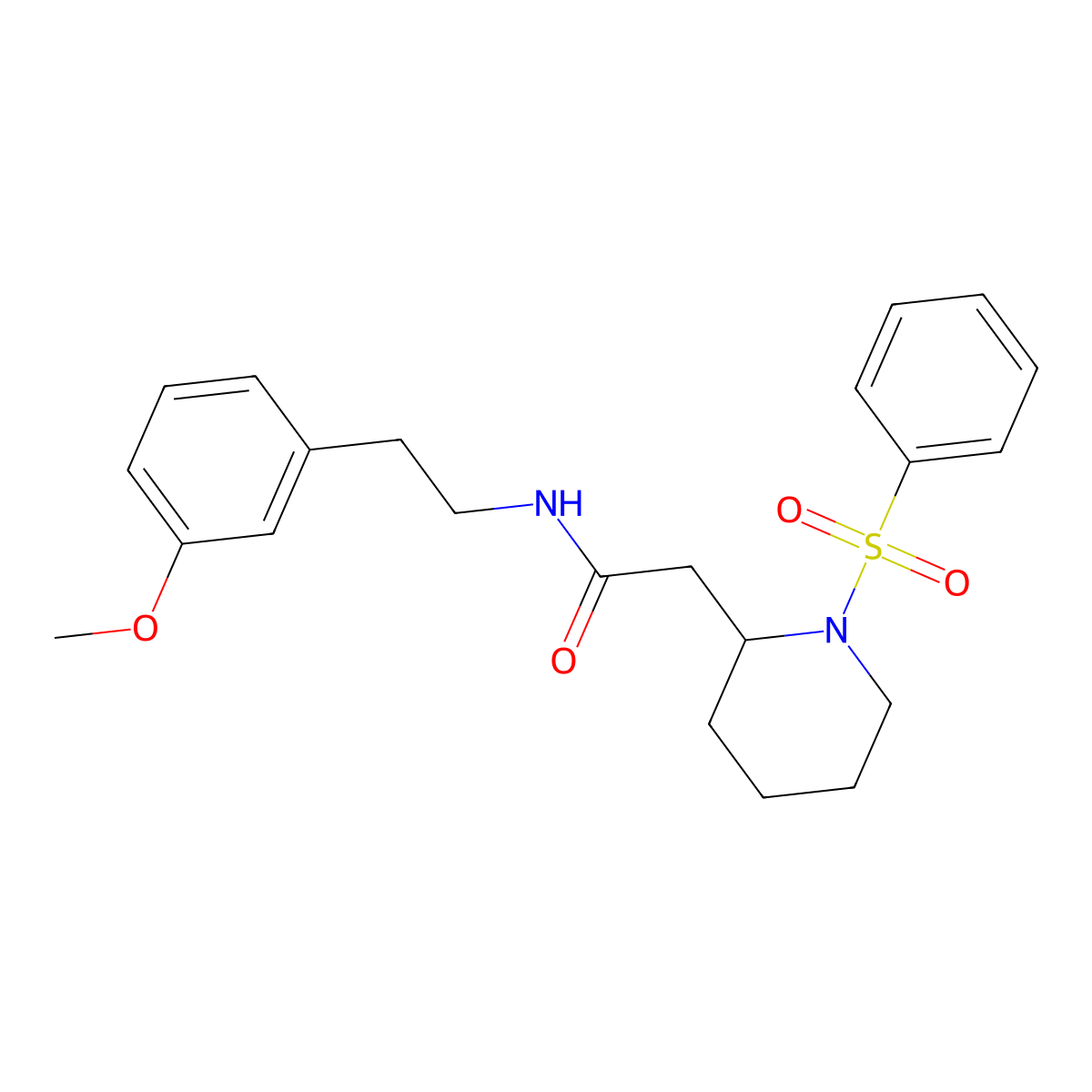 N-(3-methoxyphenethyl)-2-(1-(phenylsulfonyl)piperidin-2-yl)acetamide molecular structure, CAS 1021073-91-5