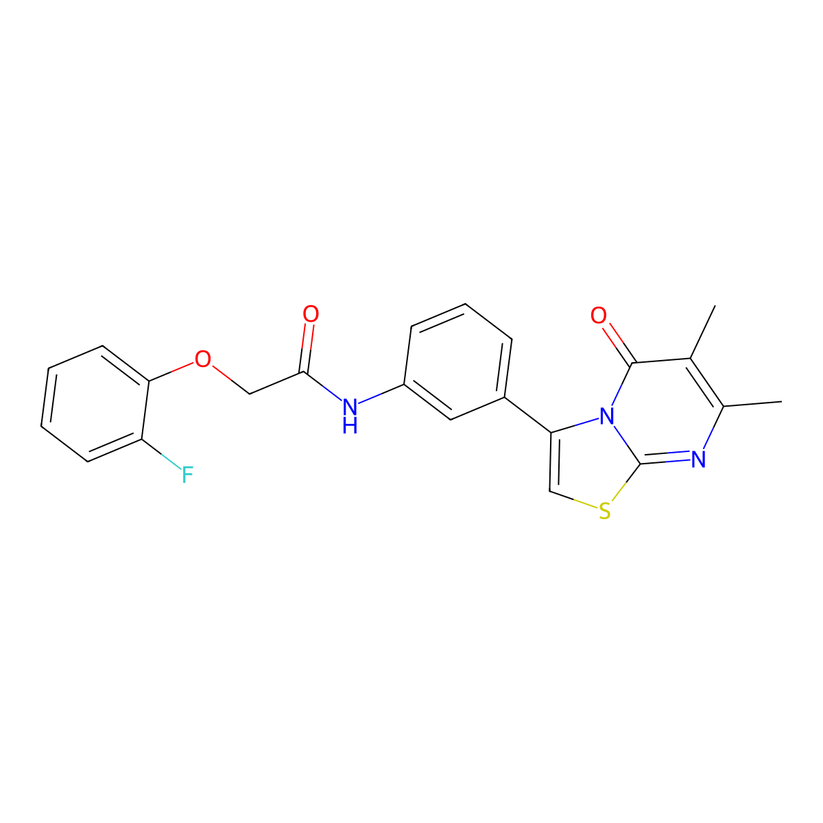 N-(3-(6,7-dimethyl-5-oxo-5H-thiazolo[3,2-a]pyrimidin-3-yl)phenyl)-2-(2-fluorophenoxy)acetamide molecular structure, CAS 1021073-94-8