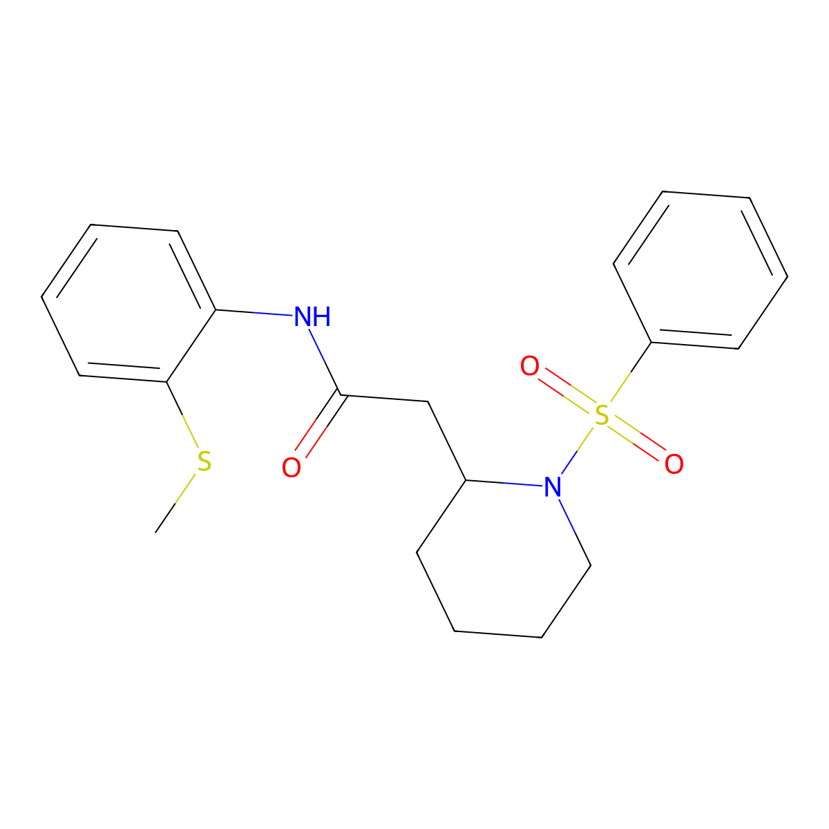 N-(2-(methylthio)phenyl)-2-(1-(phenylsulfonyl)piperidin-2-yl)acetamide molecular structure, CAS 1021073-96-0