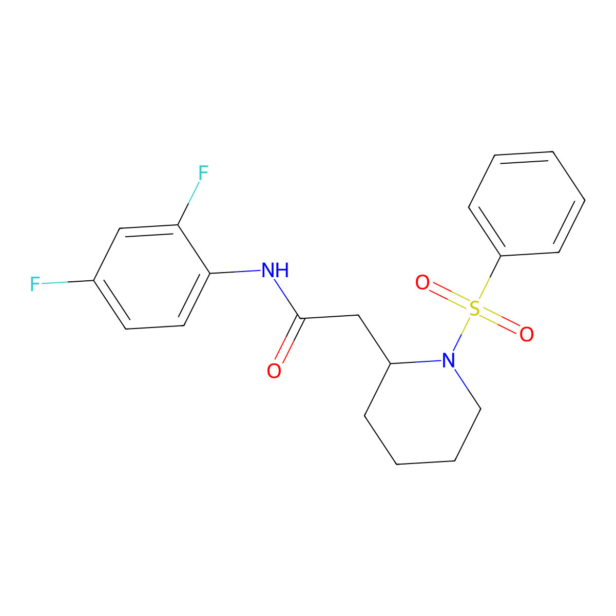 N-(2,4-difluorophenyl)-2-(1-(phenylsulfonyl)piperidin-2-yl)acetamide molecular structure, CAS 1021073-99-3