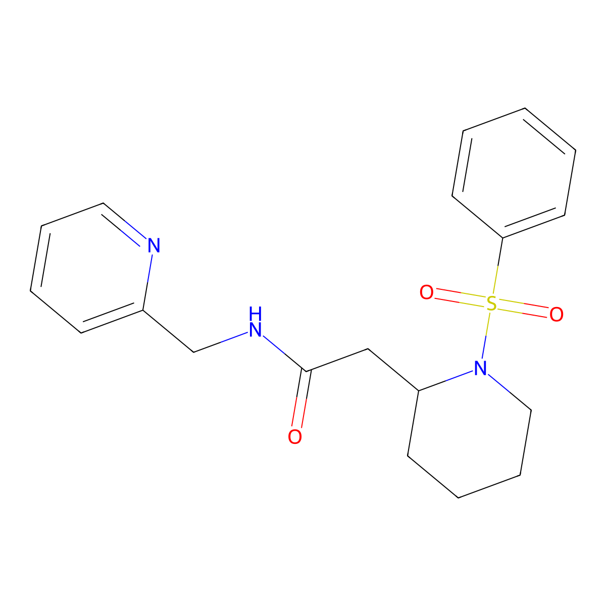 2-(1-(phenylsulfonyl)piperidin-2-yl)-N-(pyridin-2-ylmethyl)acetamide molecular structure, CAS 1021074-02-1