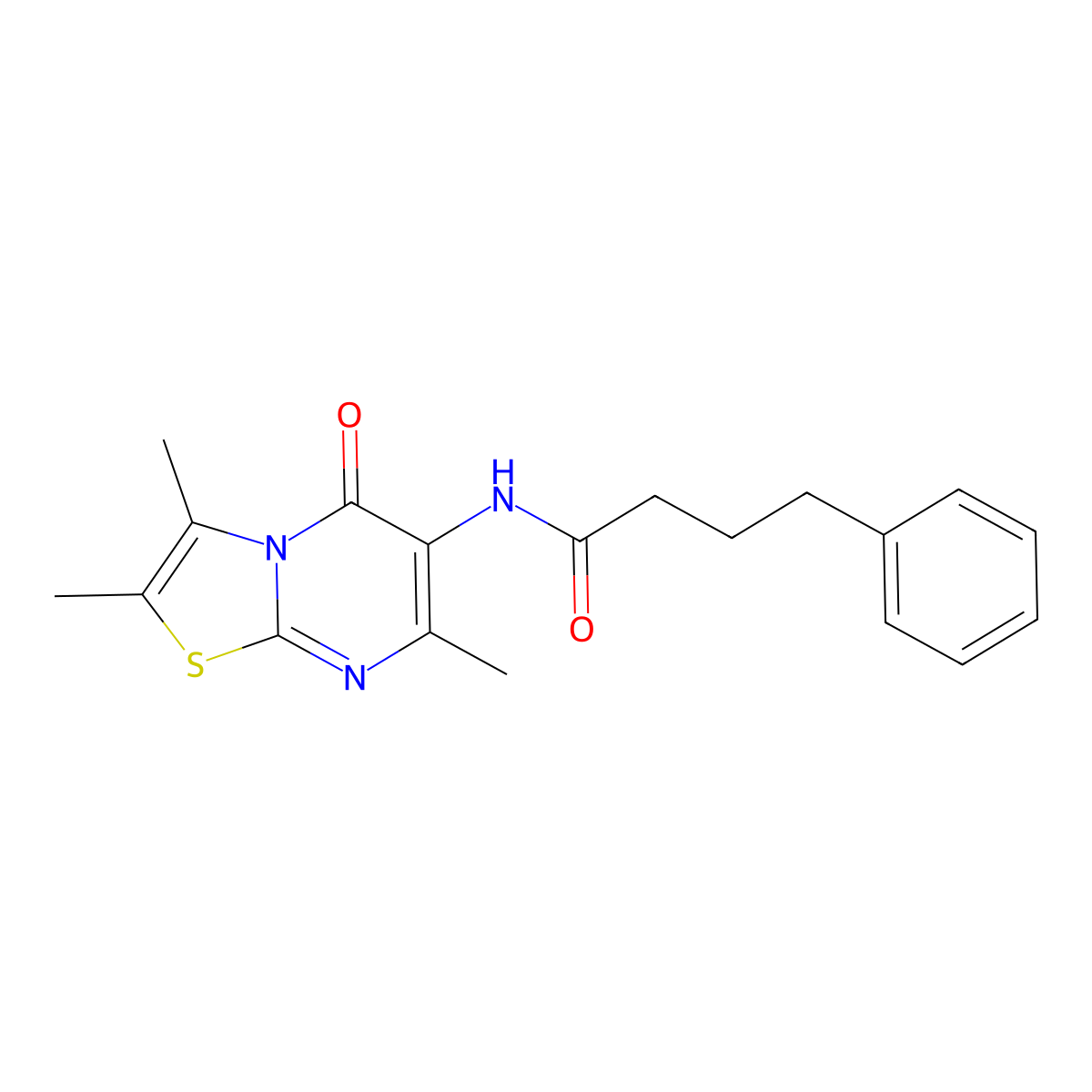 4-phenyl-N-(2,3,7-trimethyl-5-oxo-5H-thiazolo[3,2-a]pyrimidin-6-yl)butanamide molecular structure, CAS 1021074-03-2