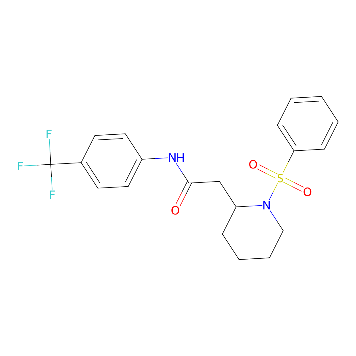 2-(1-(phenylsulfonyl)piperidin-2-yl)-N-(4-(trifluoromethyl)phenyl)acetamide molecular structure, CAS 1021074-04-3
