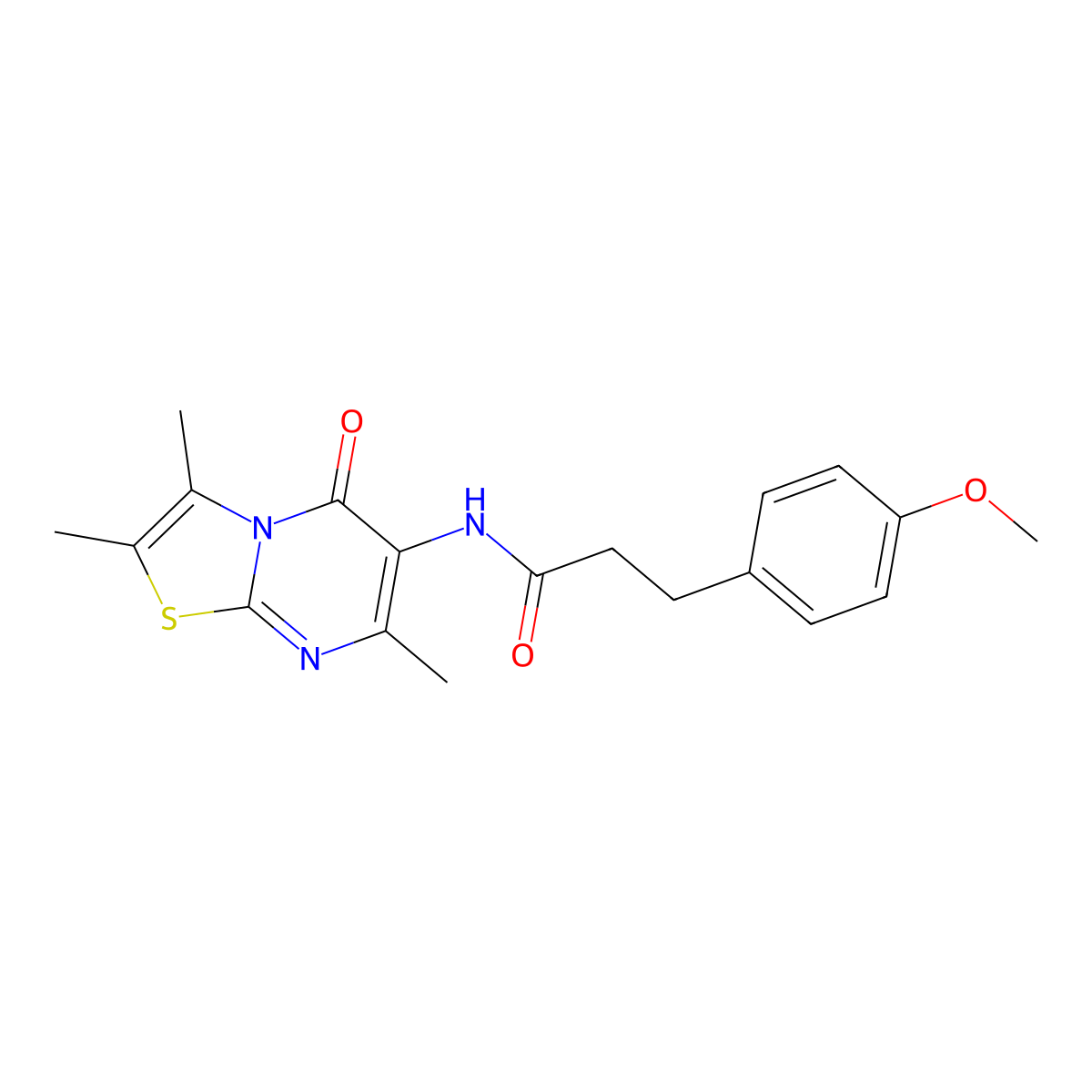 3-(4-methoxyphenyl)-N-(2,3,7-trimethyl-5-oxo-5H-thiazolo[3,2-a]pyrimidin-6-yl)propanamide molecular structure, CAS 1021074-05-4
