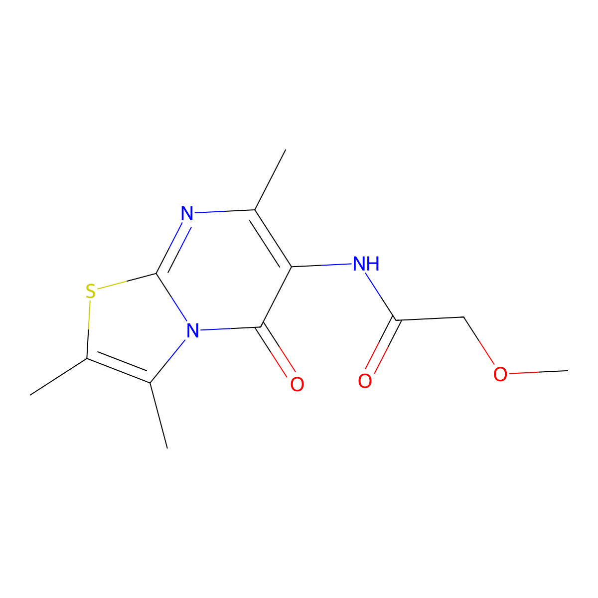 2-methoxy-N-(2,3,7-trimethyl-5-oxo-5H-thiazolo[3,2-a]pyrimidin-6-yl)acetamide molecular structure, CAS 1021074-07-6