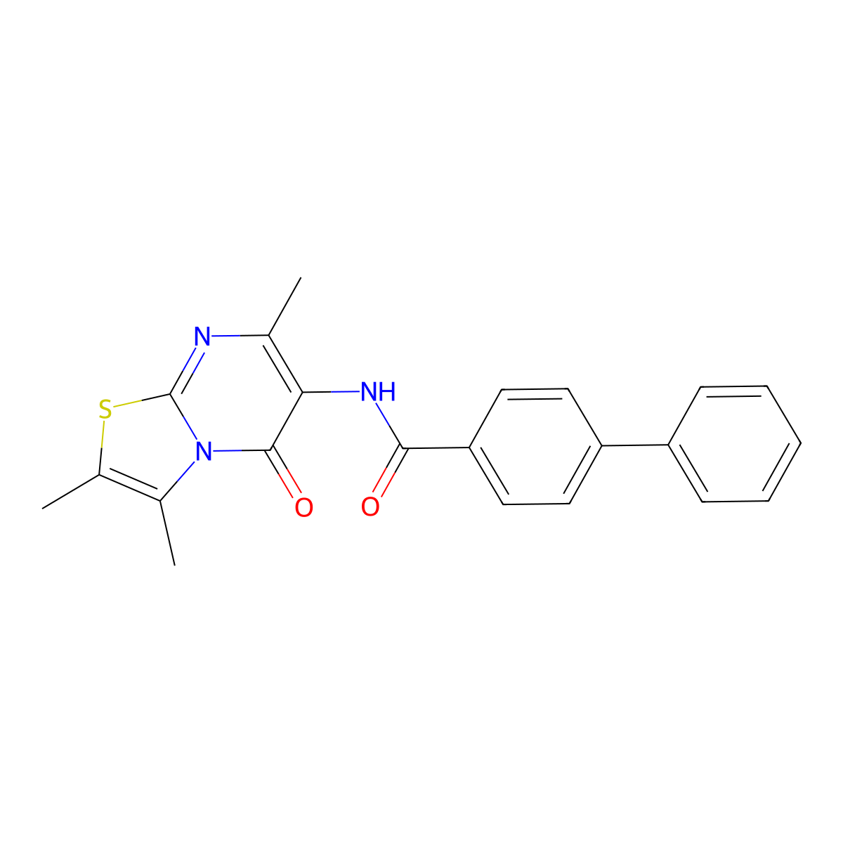 N-(2,3,7-trimethyl-5-oxo-5H-thiazolo[3,2-a]pyrimidin-6-yl)-[1,1'-biphenyl]-4-carboxamide molecular structure, CAS 1021074-11-2