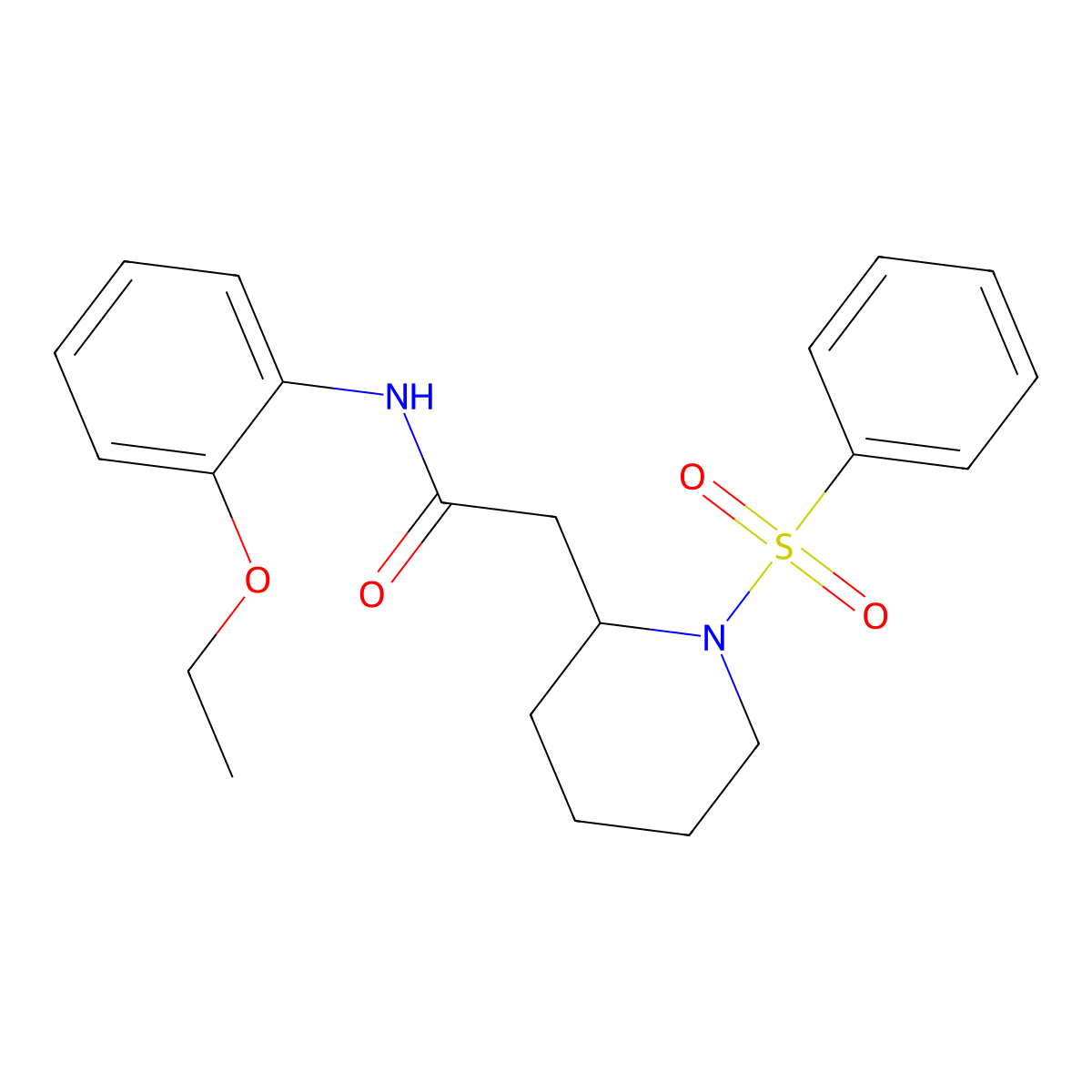 N-(2-ethoxyphenyl)-2-(1-(phenylsulfonyl)piperidin-2-yl)acetamide molecular structure, CAS 1021074-14-5