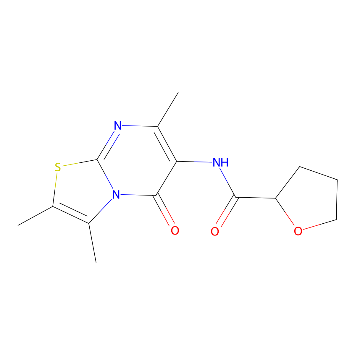 N-(2,3,7-trimethyl-5-oxo-5H-thiazolo[3,2-a]pyrimidin-6-yl)tetrahydrofuran-2-carboxamide molecular structure, CAS 1021074-15-6