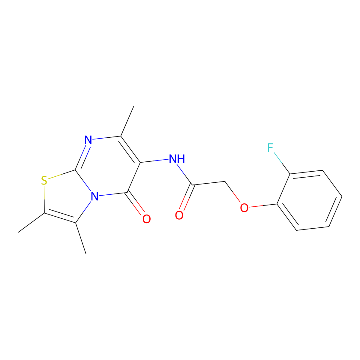2-(2-fluorophenoxy)-N-(2,3,7-trimethyl-5-oxo-5H-thiazolo[3,2-a]pyrimidin-6-yl)acetamide molecular structure, CAS 1021074-17-8
