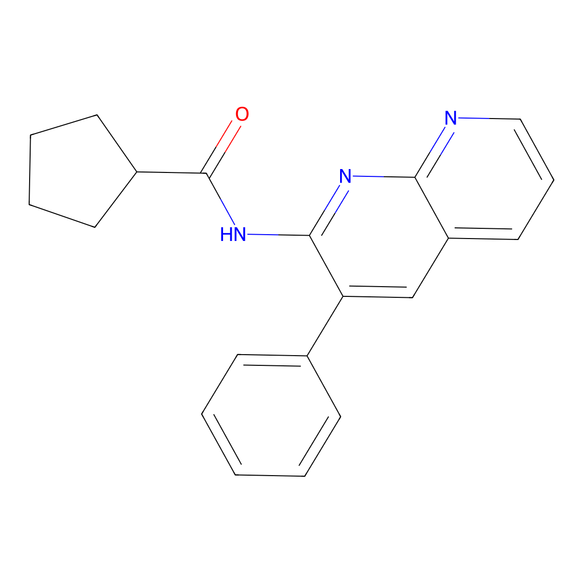 N-(3-phenyl-1,8-naphthyridin-2-yl)cyclopentanecarboxamide molecular structure, CAS 1021074-24-7