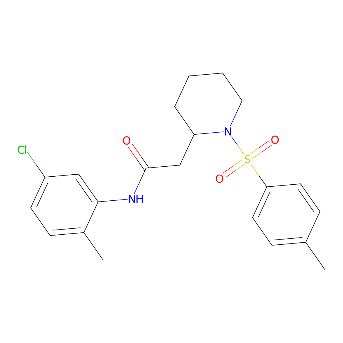 N-(5-chloro-2-methylphenyl)-2-(1-tosylpiperidin-2-yl)acetamide molecular structure, CAS 1021074-26-9