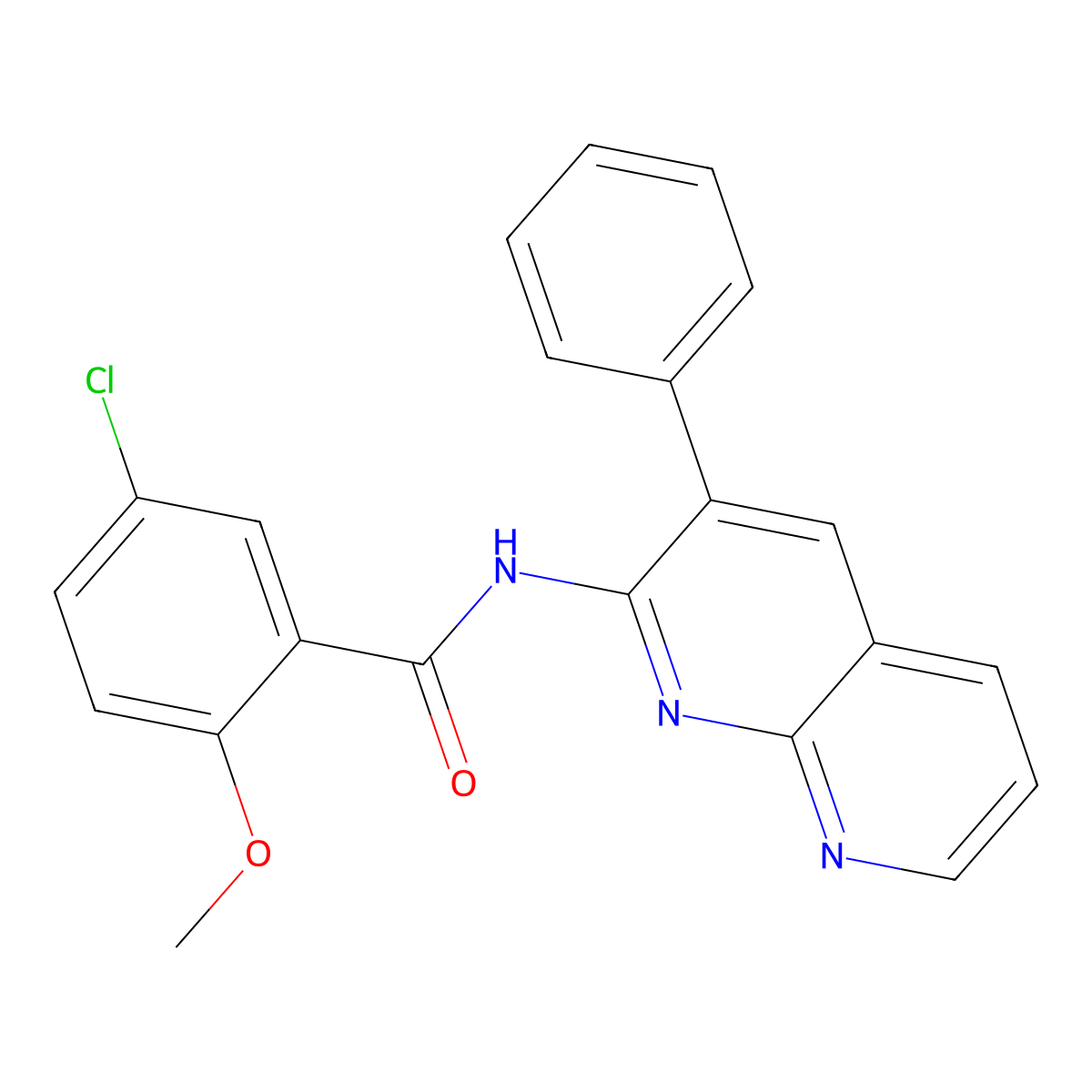 5-chloro-2-methoxy-N-(3-phenyl-1,8-naphthyridin-2-yl)benzamide molecular structure, CAS 1021074-30-5