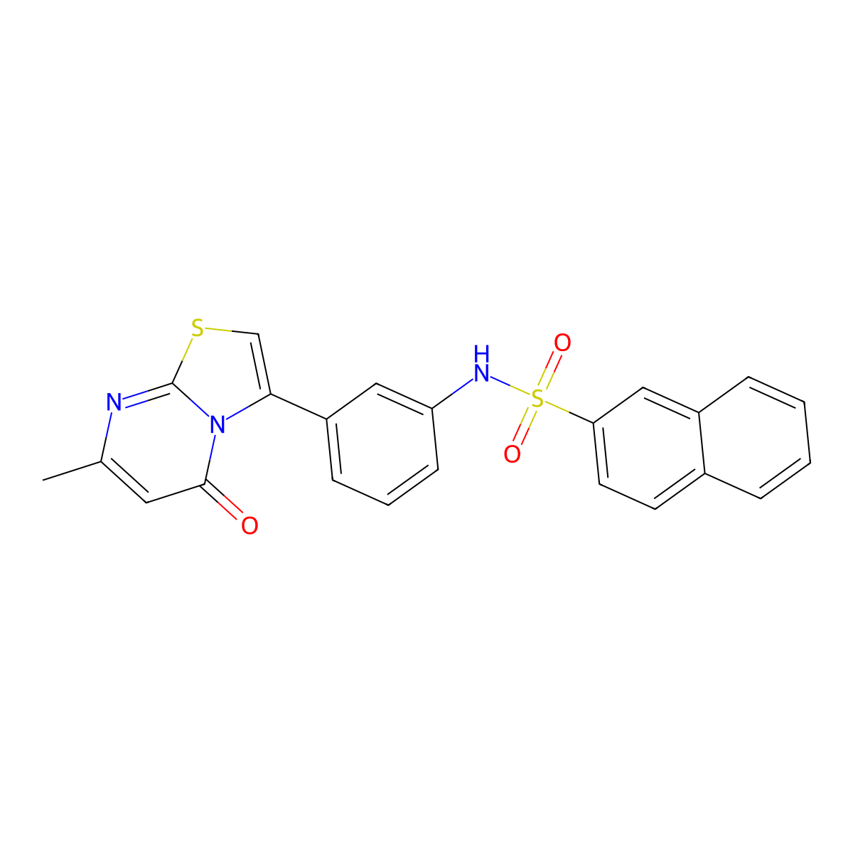 N-(3-(7-methyl-5-oxo-5H-thiazolo[3,2-a]pyrimidin-3-yl)phenyl)naphthalene-2-sulfonamide molecular structure, CAS 1021074-31-6