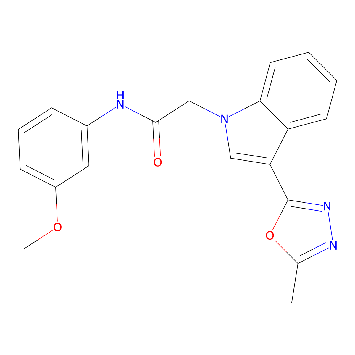 N-(3-methoxyphenyl)-2-(3-(5-methyl-1,3,4-oxadiazol-2-yl)-1H-indol-1-yl)acetamide molecular structure, CAS 1021074-37-2