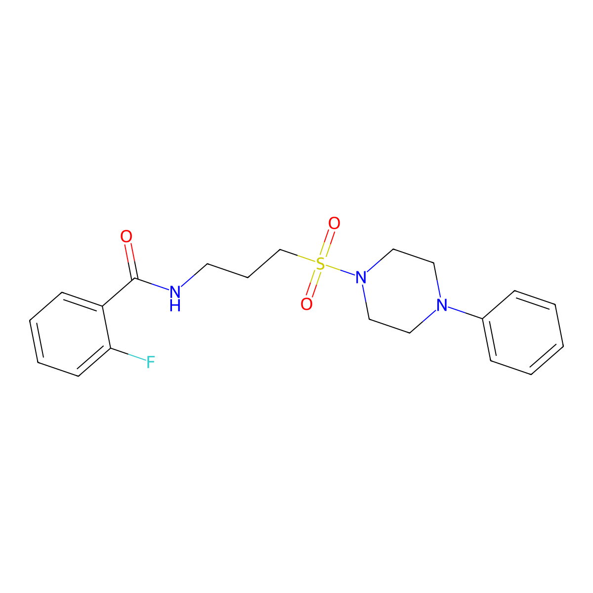 2-fluoro-N-(3-((4-phenylpiperazin-1-yl)sulfonyl)propyl)benzamide molecular structure, CAS 1021074-47-4